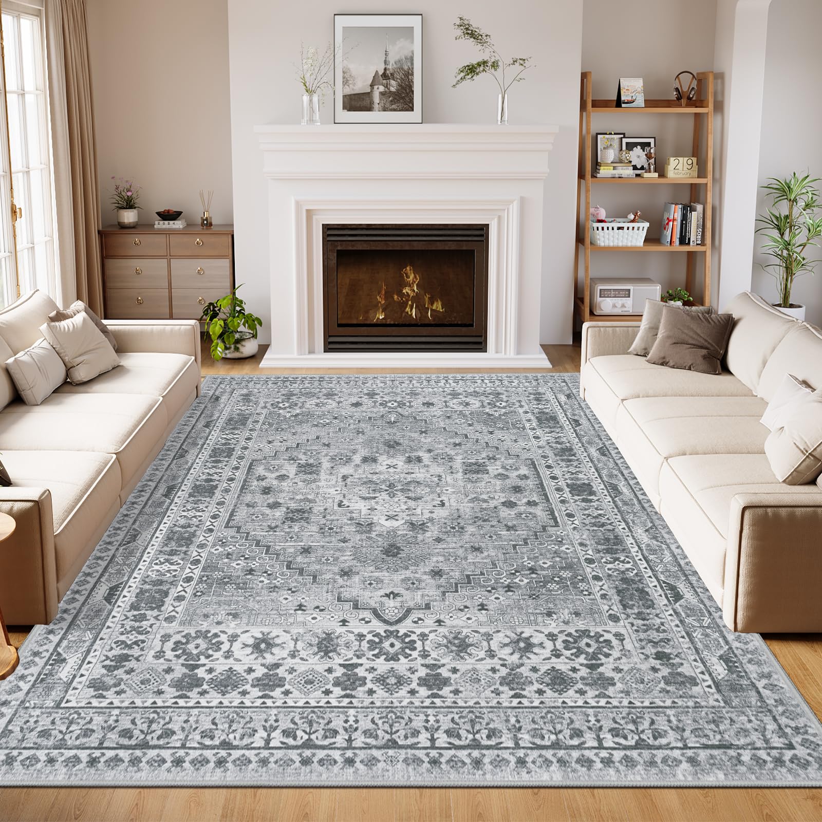 Capslpad Vintage Teppich Wohnzimmer Retro rutschfest Kurzflor Kunstwolle Teppich Waschbar Weich Schlafzimmer Teppiche für Wohnzimmer Schlafzimmer Büro Bereich Esszimmer