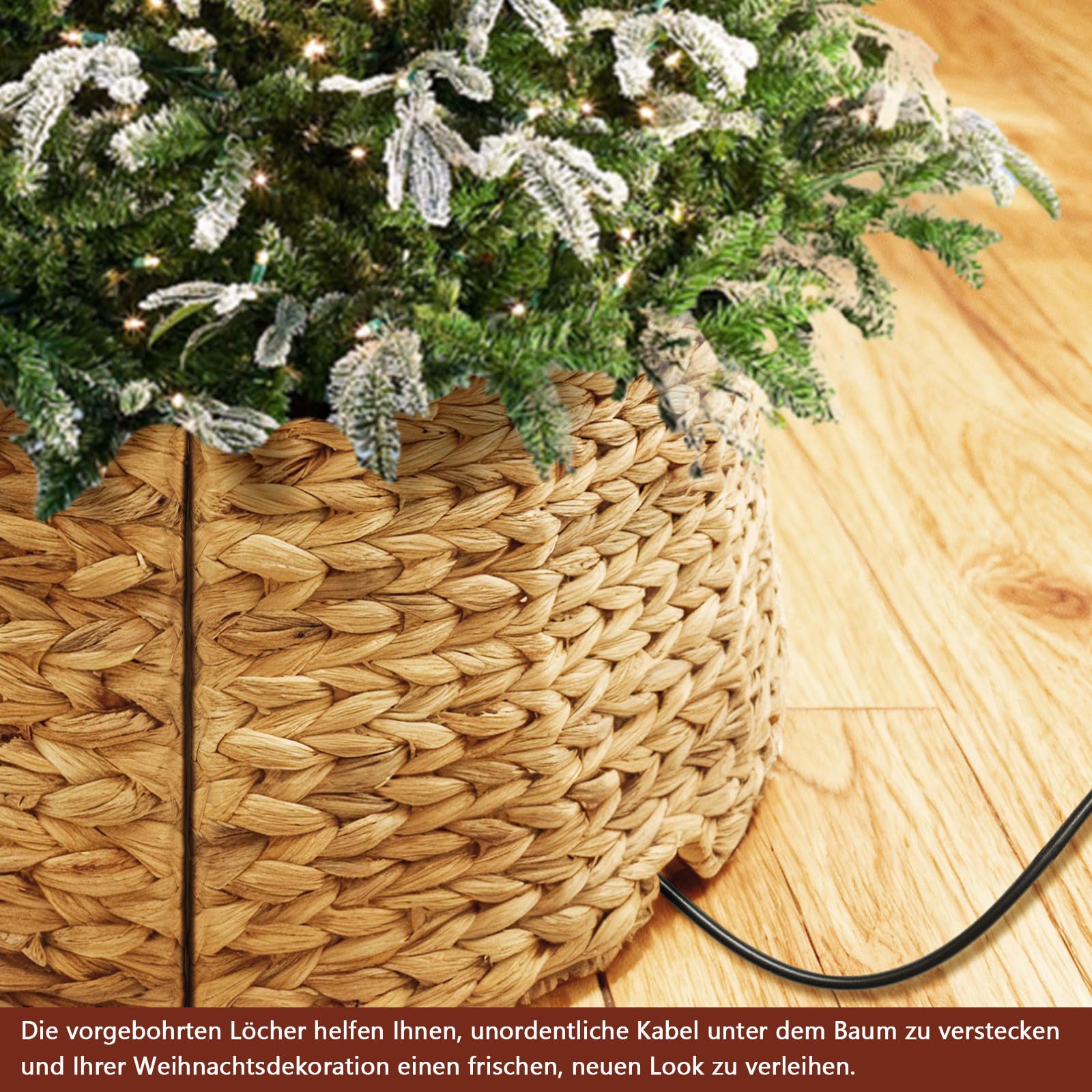 Weihnachtsbaum Korb aus Rattan, Ø 70 cm - Baumrock/Weihnachtsbaumring/Christmas Tree Collar/Weihnachtsbaumständer Abdeckung/Weihnachtsbaumkragen/Tannenbaum Umrandung/Weihnachtsbaum Fuss Verkleidung