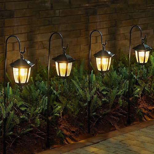 Miniatura 7 de Brightown Luces solares de 385 pulgadas para caminos al aire libre luces LED brillantes colgantes con ganchos de pastor marcadores de entrada