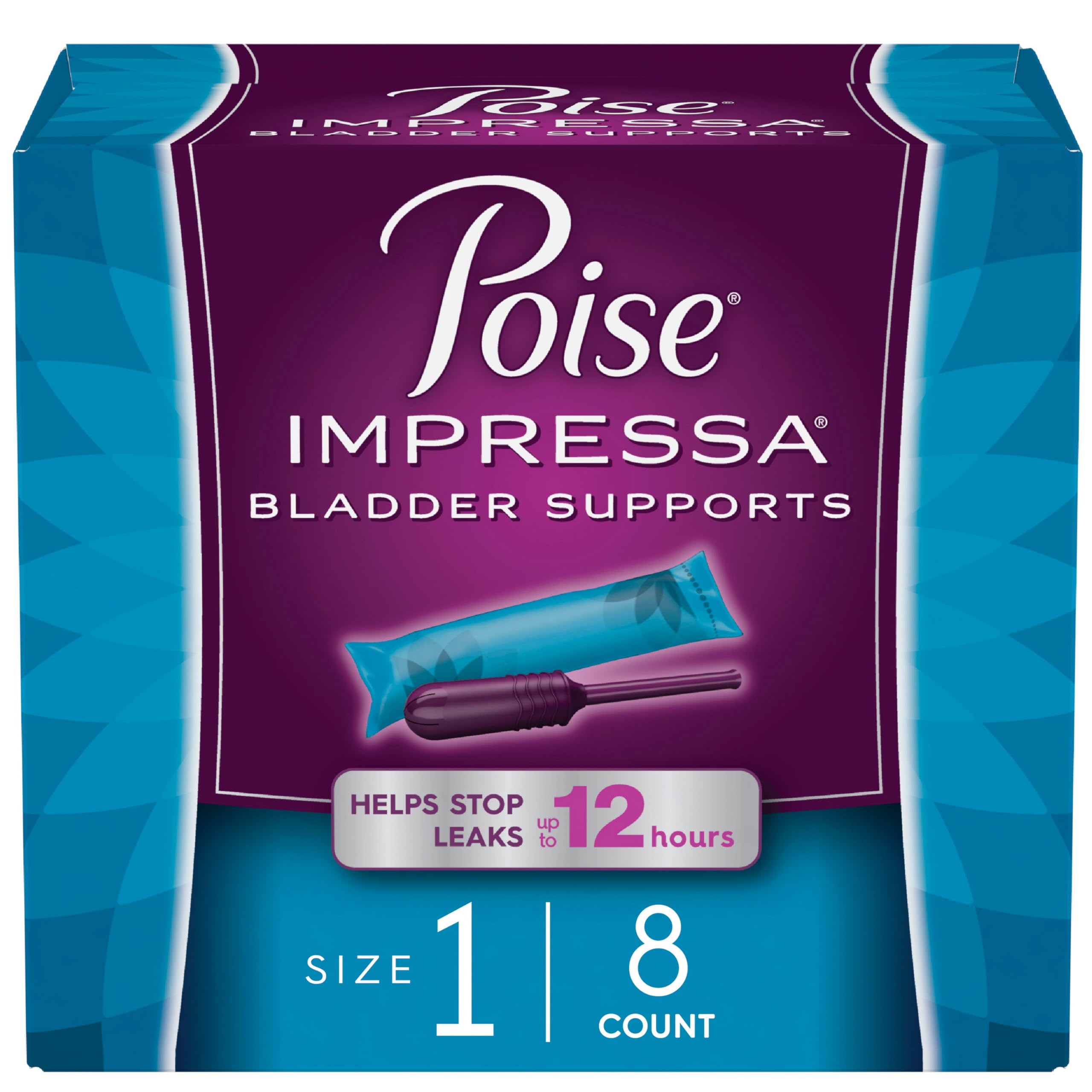 Poise Impressa Incontinence Bladder Support for Women, Bladder Control, Size 1, 8 Count (Packaging May Vary)