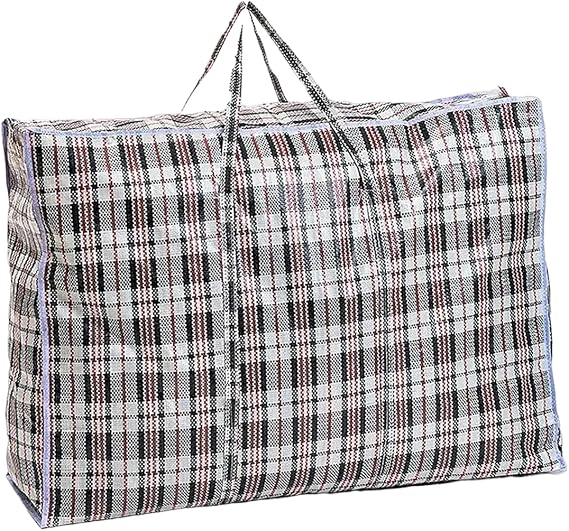 iPEAK Storage Bags Extra Large Heavy Duty Jumbo Laundry Bag Waterproof Dust Resistant Reusable Double Zipper Bag For Moving House Clothing, Wardrobe storage, toys, bedding (Black&Red Check)