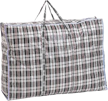 iPEAK Storage Bags Extra Large Heavy Duty Jumbo Laundry Bag Waterproof Dust Resistant Reusable Double Zipper Bag For Moving House Clothing, Wardrobe storage, toys, bedding (Black&Red Check)