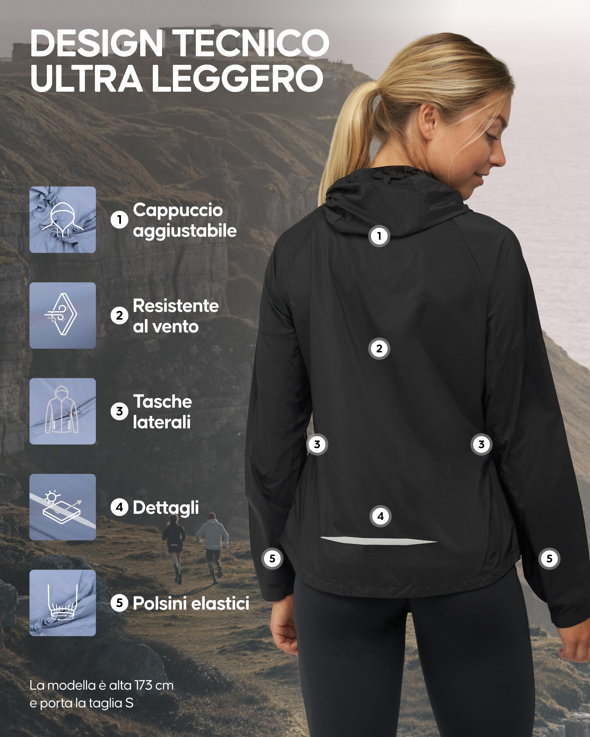 DANISH ENDURANCE Giacca a Vento Donna, Traspirante, Antivento per Running, Trekking, Ciclismo