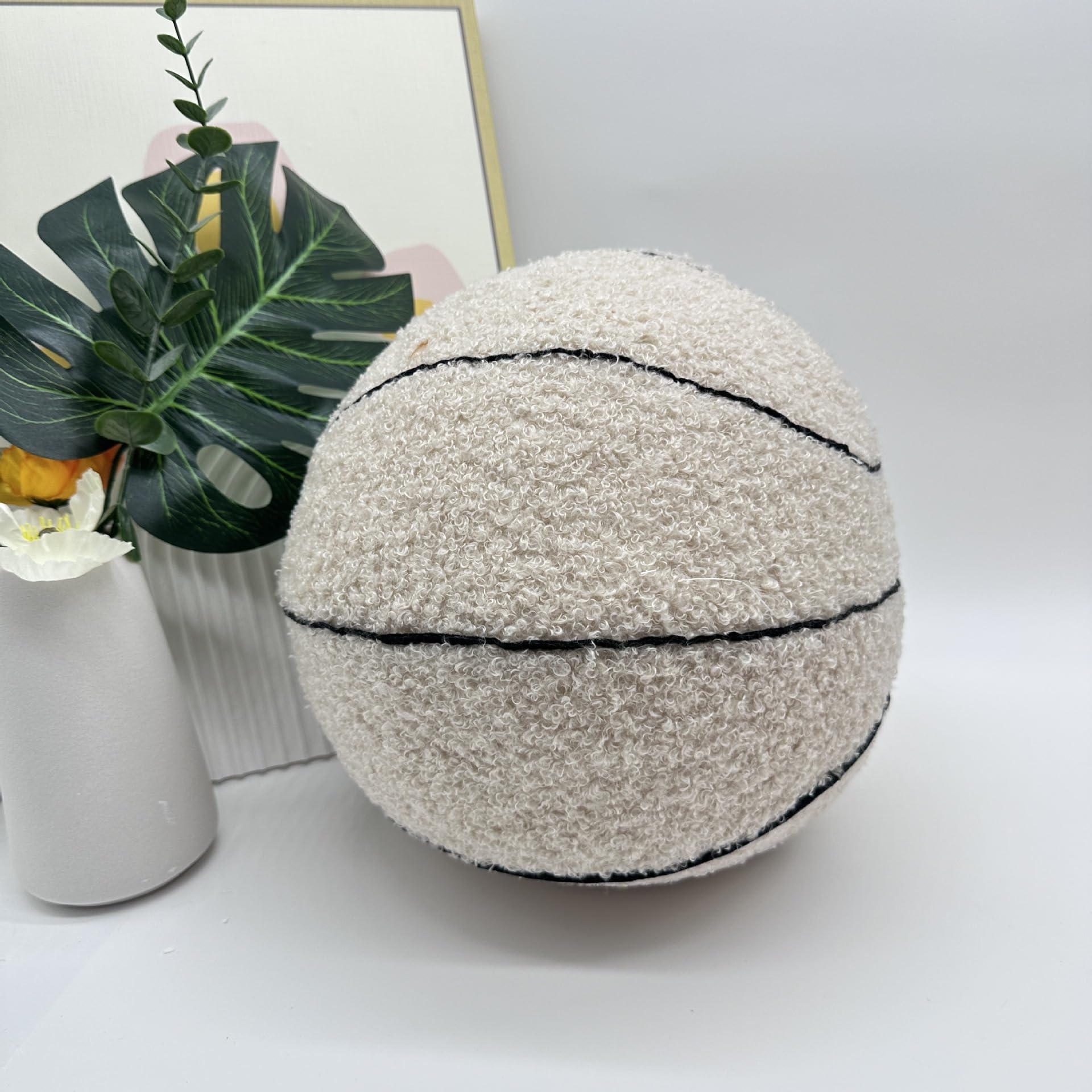 Herfair Cuscino da basket 3D Offcourt, 25 cm, morbido cuscino da basket, decorazione per camera da basket, regalo per ragazzi e ragazze (bianco)