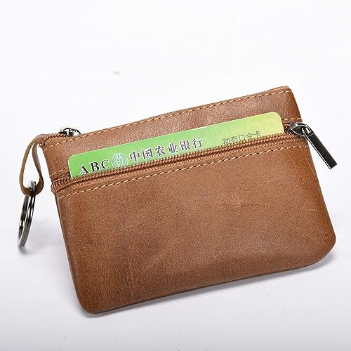 Miniatura 4 de Monederos de cuero genuino para hombre y mujer, con cremallera, monedero delgado para tarjeta de crédito, monedero delgado, monedero, monedero,