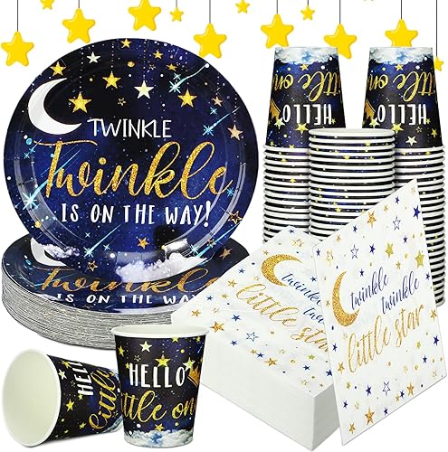 Vista 47 de Hushee Juego de 200 platos florales de papel para baby shower, servilletas, tazas, suministros de fiesta de baby shower, juego de vajilla desechable