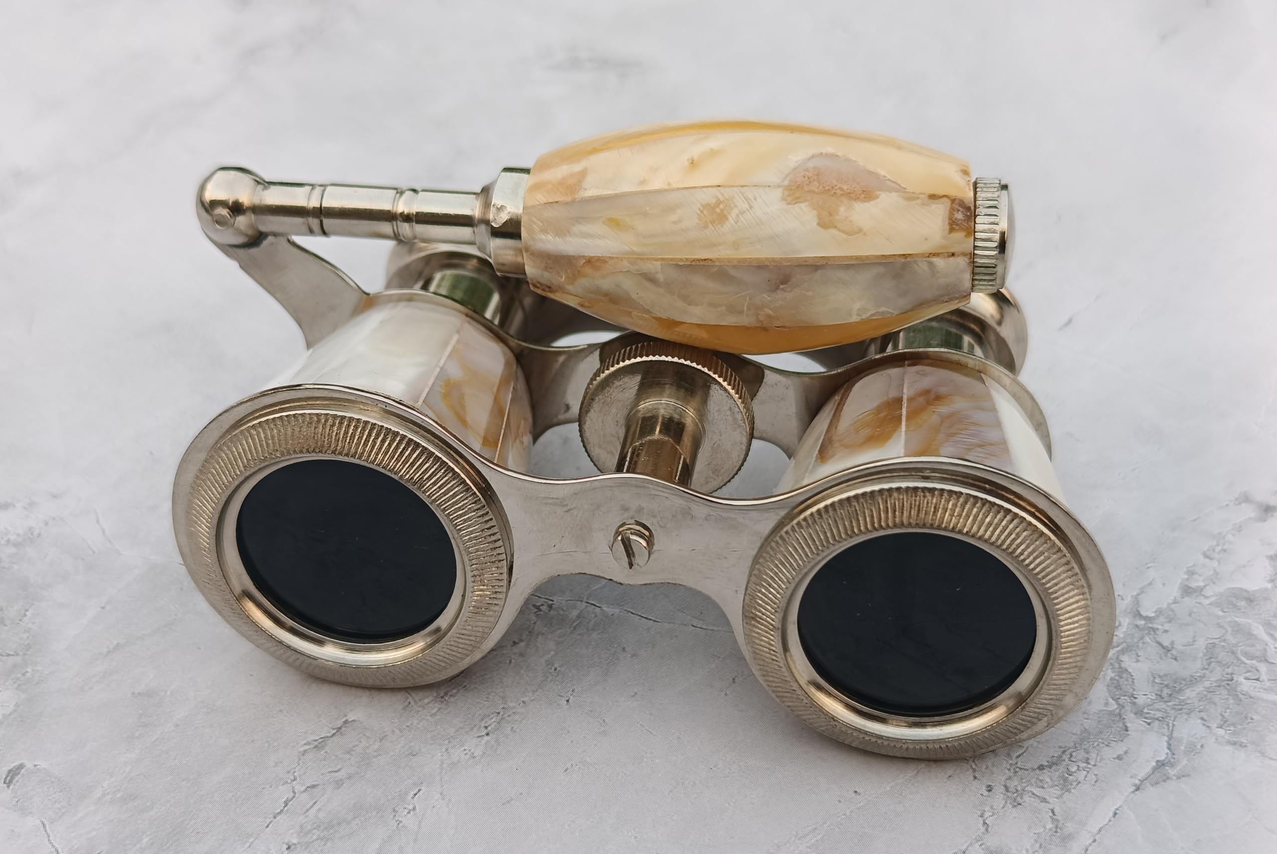 SIFAAT WORLD Opera Glasses Nickel Finish - Elegant Binoculars for Kids & Adults with Foldable Handle, Portable Theater Glasses, Vintage Small Binoculars for Concerts, Gifts for Women