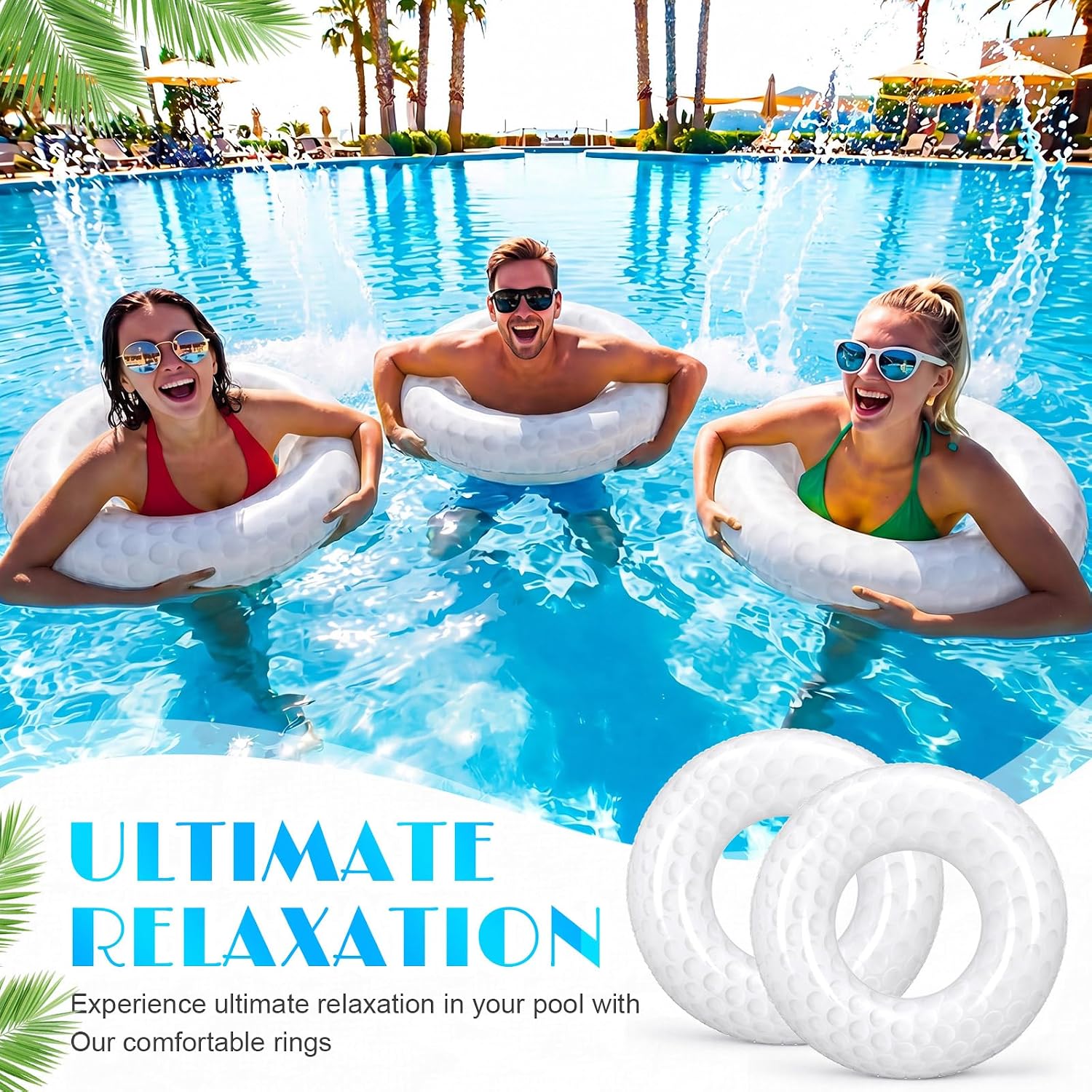 Hungdao 2 Pcs Golf Inflatable Pool Ring Float, 42 in Golf Pool Float, Inflatable Tubes for Adults, Swimming Ring Tube Raft for Summer Beach Lake River Sports Party Decoration