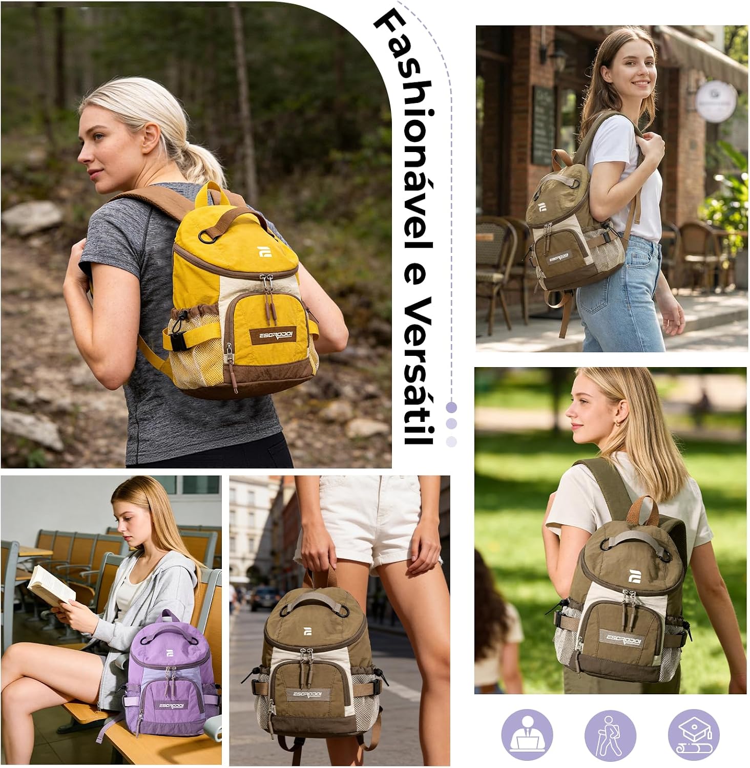 Mochila Pequena para Atividades ao ar Livre 10L, Mochila Leve Casual, Resistente à Água, Mochilas de Trilha, Caminhadas, Acampamentos e Diário