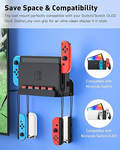Miniatura 2 de ZAONOOL Soporte de pared para Nintendo Switch y Switch OLED, accesorios de soporte de estante de montaje en pared con 5 soportes para tarjetas de