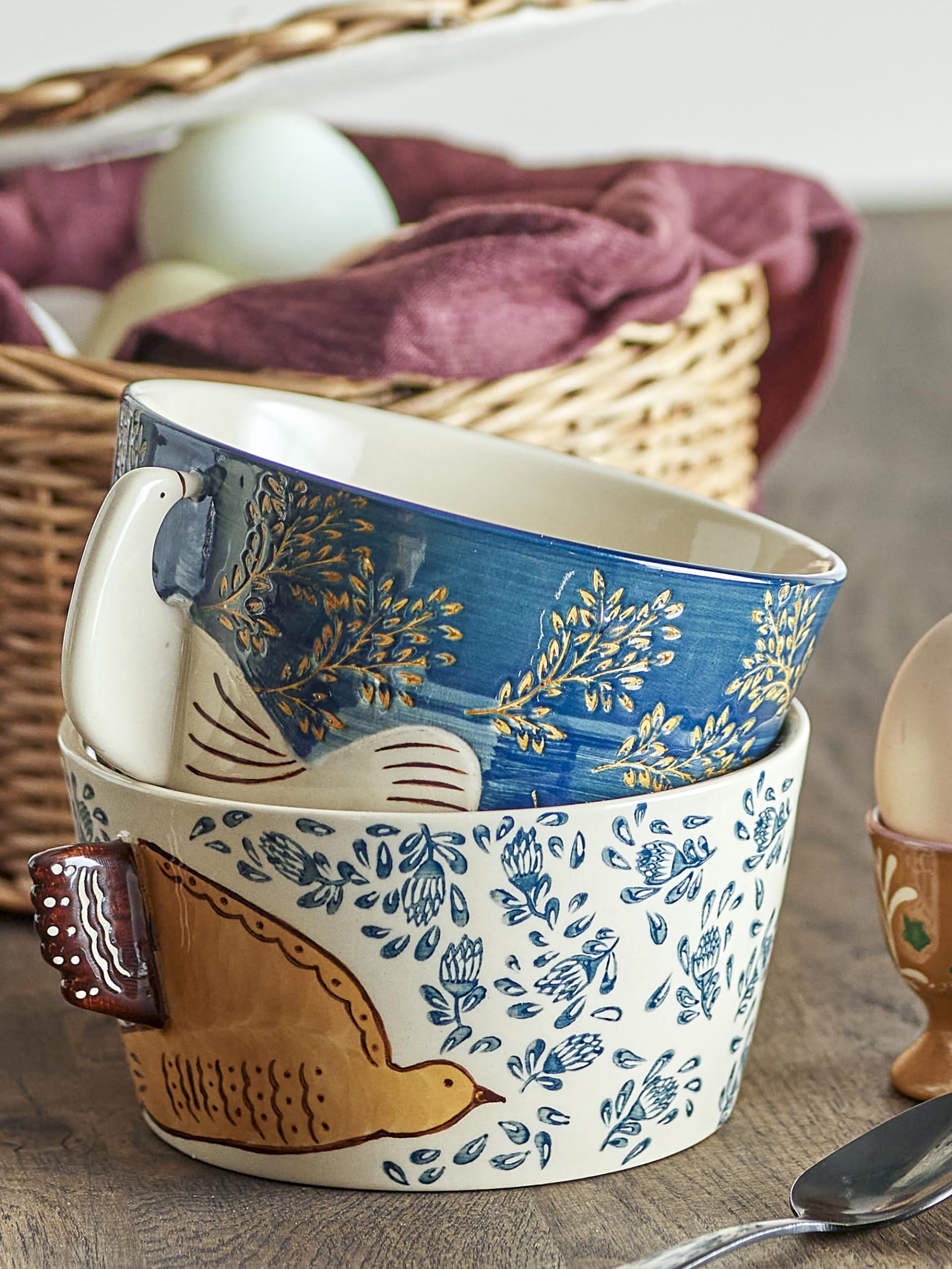 Bloomingville Hezha Mugs Bleu Lot De 4 Pièces - LIVING AND CO