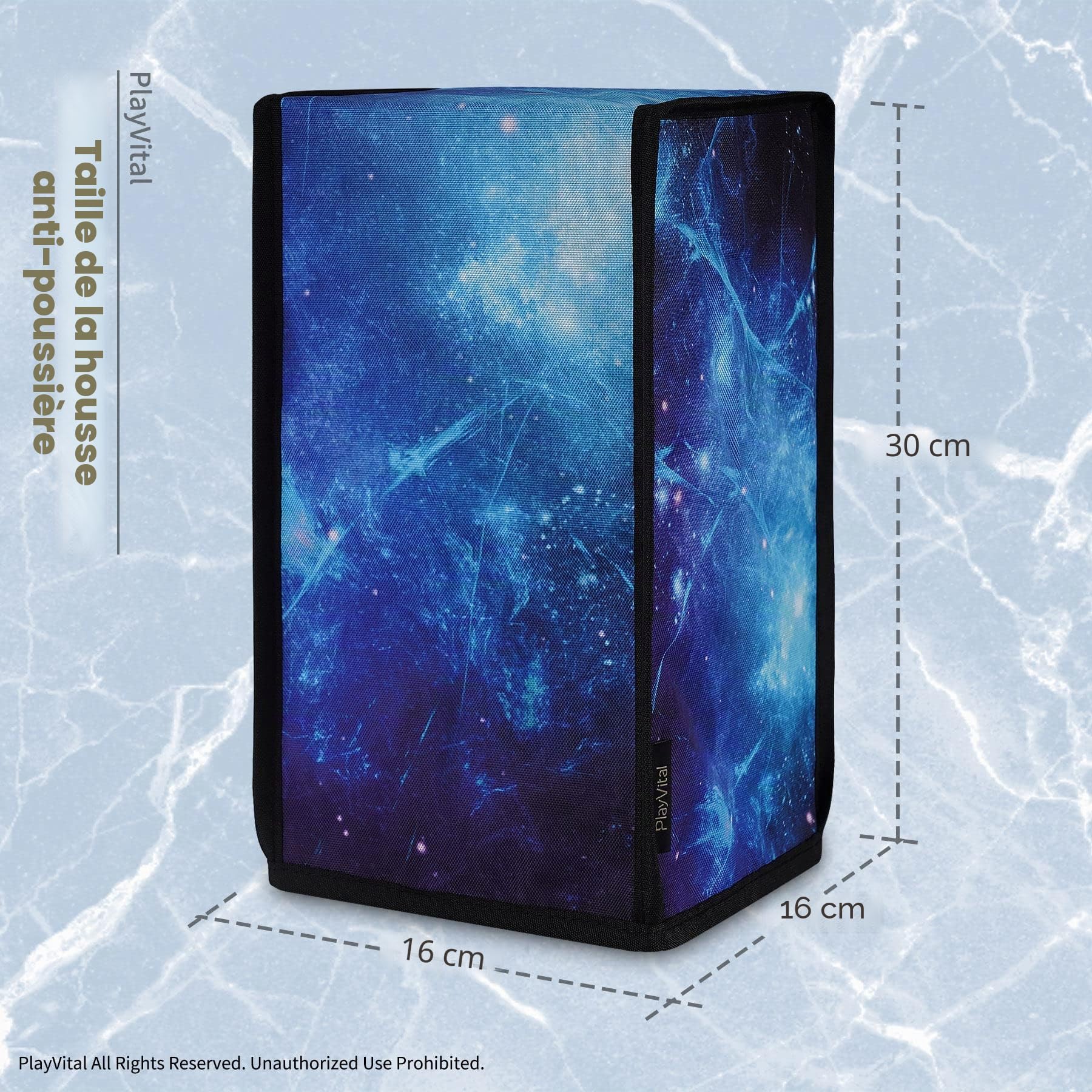 PlayVital Housse Protection pour Xbox Series X Console Anti-Poussière,Cover Protege pour Xbox Series X Accessoires Cache Poussière Nylon,Bleue Nébuleuse-Vertical