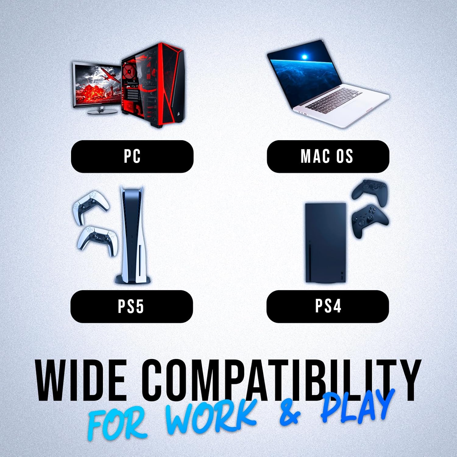 KLIM Thunder Wireless Gaming Keyboard and Mouse Combo - New 2024 - Wireless Backlit Keyboard with Long-Lasting Built-in Battery + 4800 DPI RGB Wireless Gaming Mouse for PC
