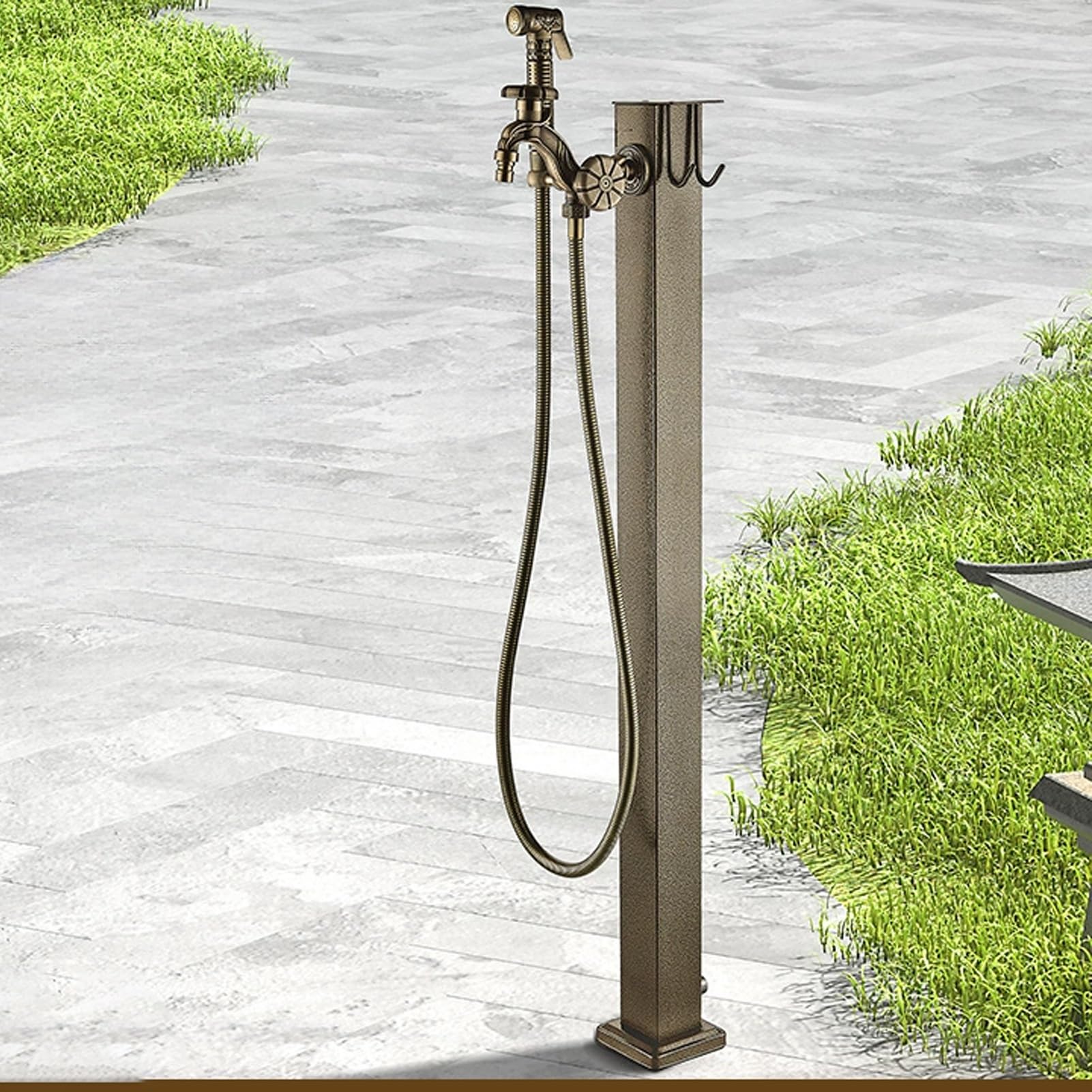 Generico Rubinetto a Colonna per Giardino Esterno, Acciaio Inossidabile, Colonna d'Acqua per Esterni in Acciaio Inossidabile, Dispenser Verticale retrò per Giardino per irrigazione e autolavaggio, ID
