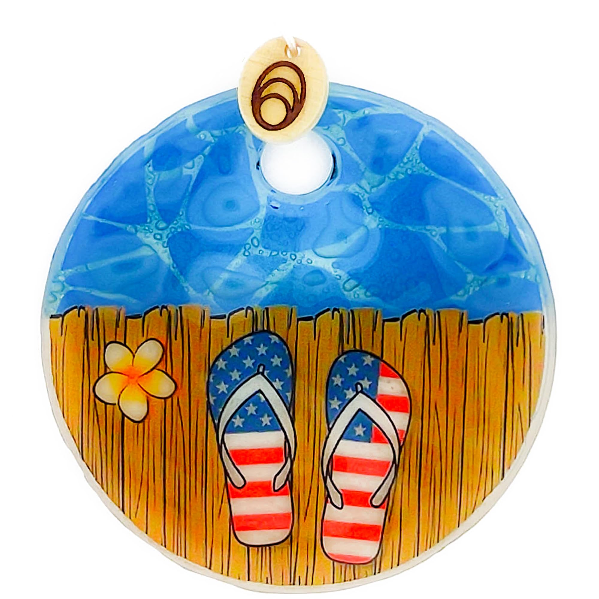 Décoration plage tongs patriotiques mini objet décoratif plat été 6cm