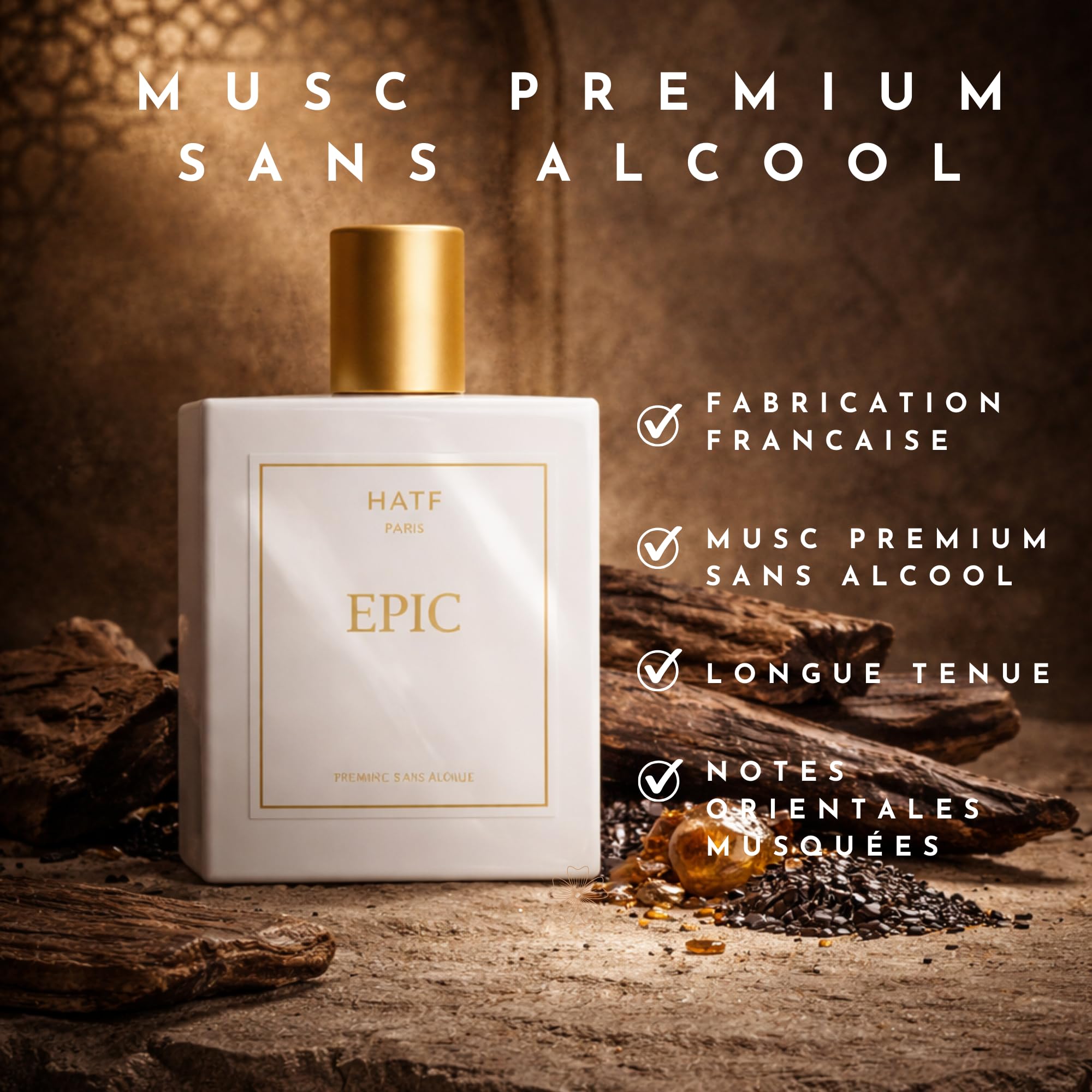Epic - Bezalkoholowe perfumy z piżmem - luksusowe, etyczne, halal, wyprodukowane we Francji - Mężczyźni i kobiety 100ml