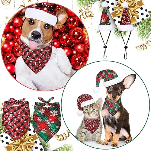 Miniatura 5 de El traje de Navidad para perro de 6 piezas incluye 2 piezas de bandana de Navidad para perro, 2 piezas de sombrero de Navidad para perro y 2 piezas