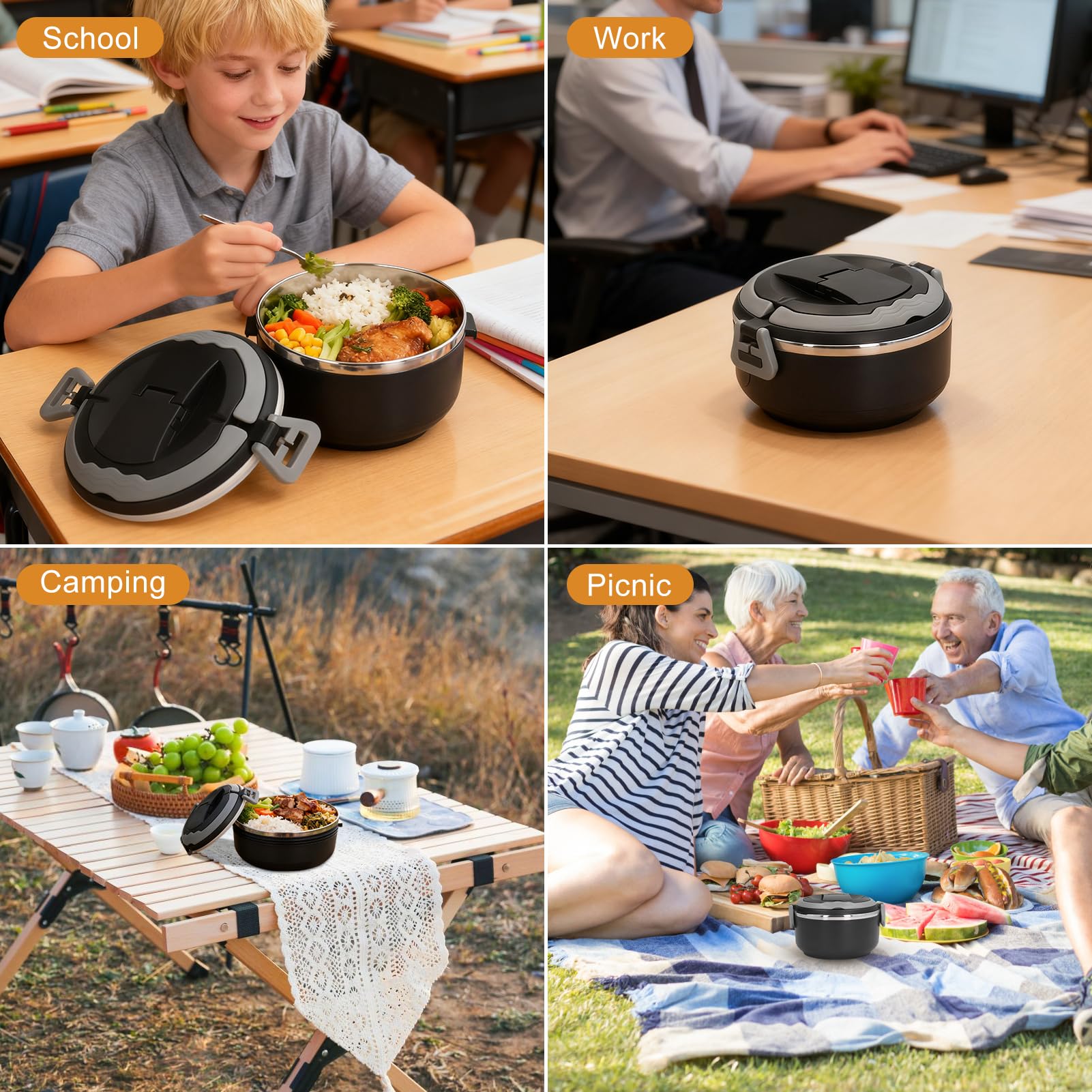 Lunch Box Giapponese Portatile: Contenitore Alimenti Leggero Per Adulti E Bambini | Ideale Per Ufficio, Scuola, Lavoro E Picnic - 2