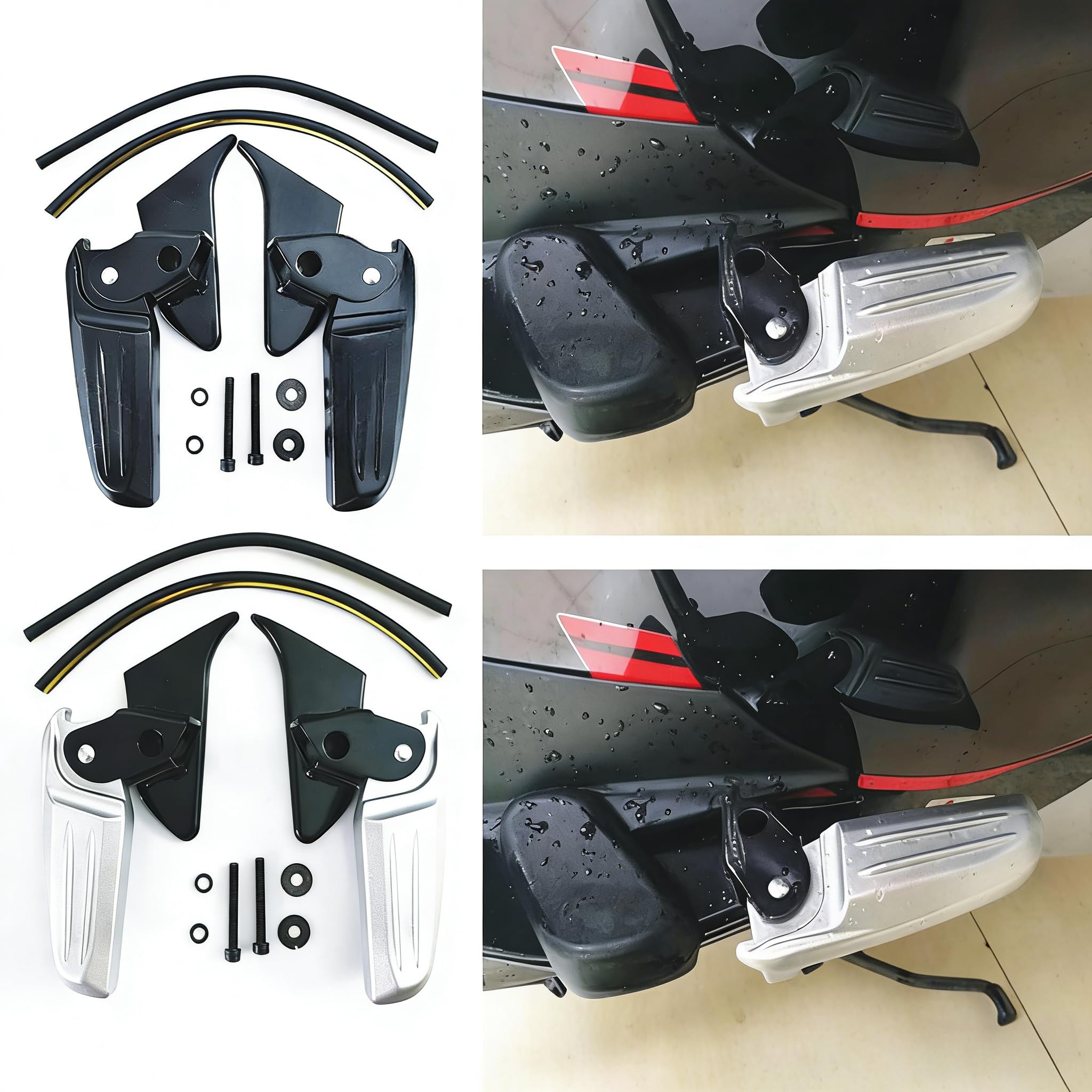 Pedane pieghevoli per moto Piaggio per Vespa Primavera, per Sprint, LX, LXV 125 150 | pedali pieghevoli in alluminio per moto accessori (argento)