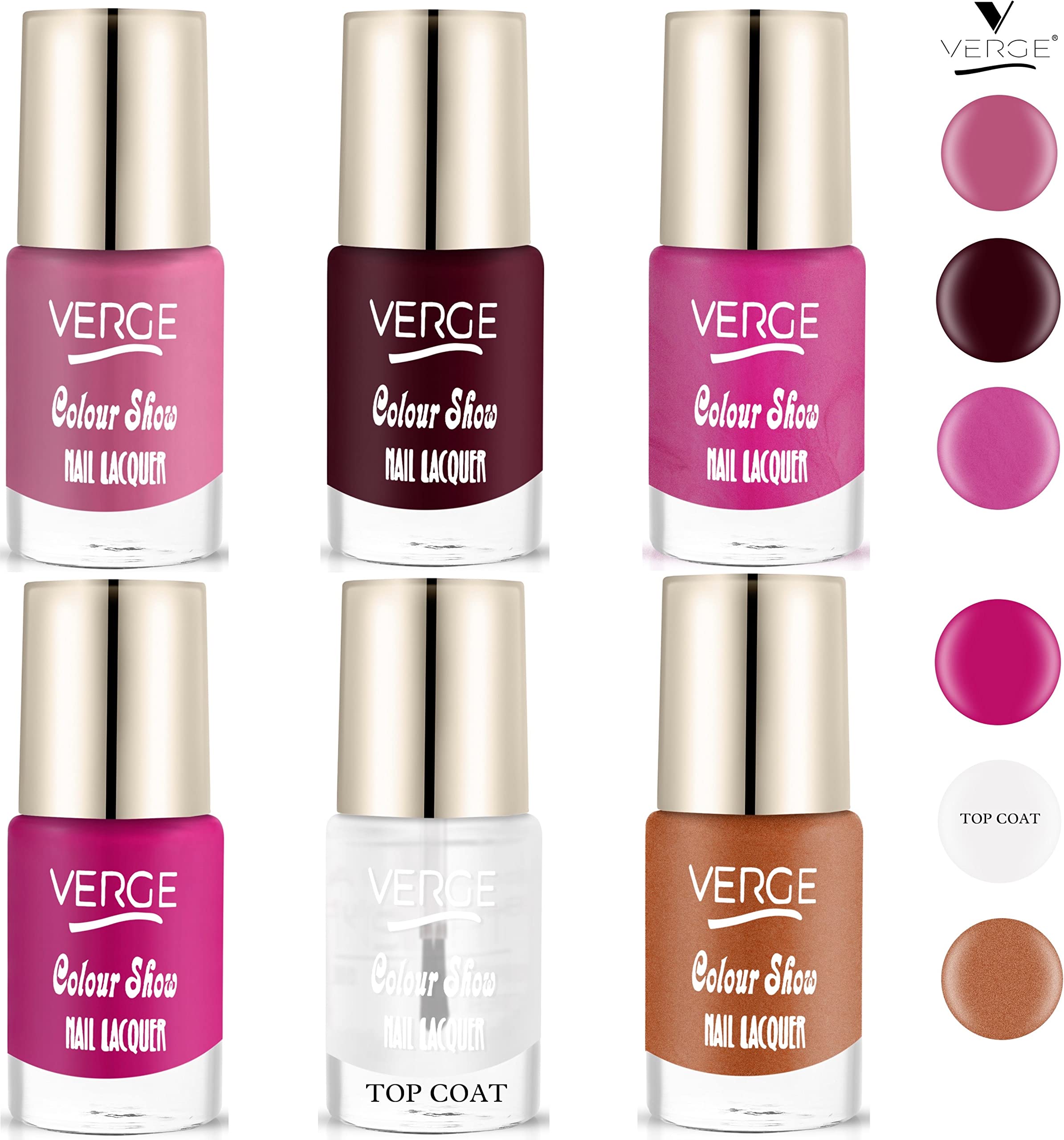 VERGE Colour Show Bright Shine Nail Polish (Longest Stay & Non Toxic) (Pack of 6) NO CHIPPING, NO FADING & QUICK DRY FORMULA-image-15