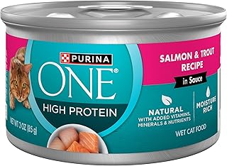 Purina ONE Natural, High Protein Cat Food, Salmon and Trout Recipe in Sauce - (Pack of 24) 3 oz. Pull-Top Cans