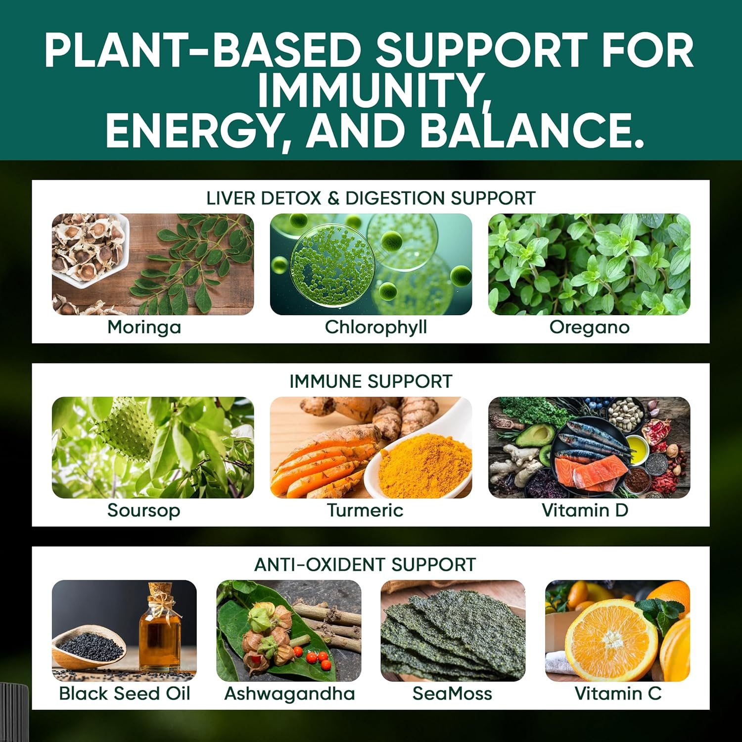 Soursop Drops, 10-in-1 Soursop Liquid Drops with Sea Moss, Moringa, Turmeric, Black Seed Oil, Oregano, Ashwagandha, Immune & Energy Support | Improving Gut Health | Heart Health, Vegan, 2 fl oz (2) - Image 4