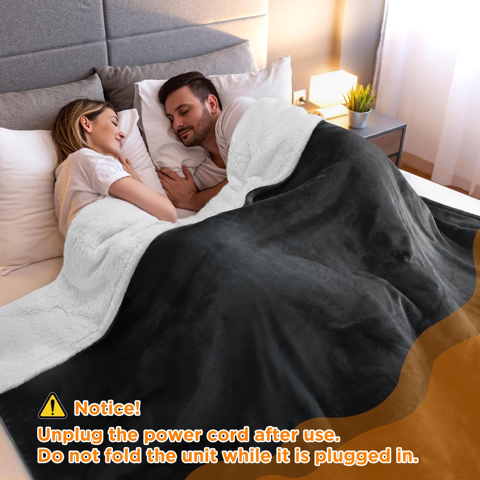 berssen Heizdecke mit Abschaltautomatik,6 Heizstufen,1-9 Stunden Auto-Off-Timer Überhitzungsschutz,Elektrische Kuscheldecke für Home & Office, 130x180cm,Mix-Grau