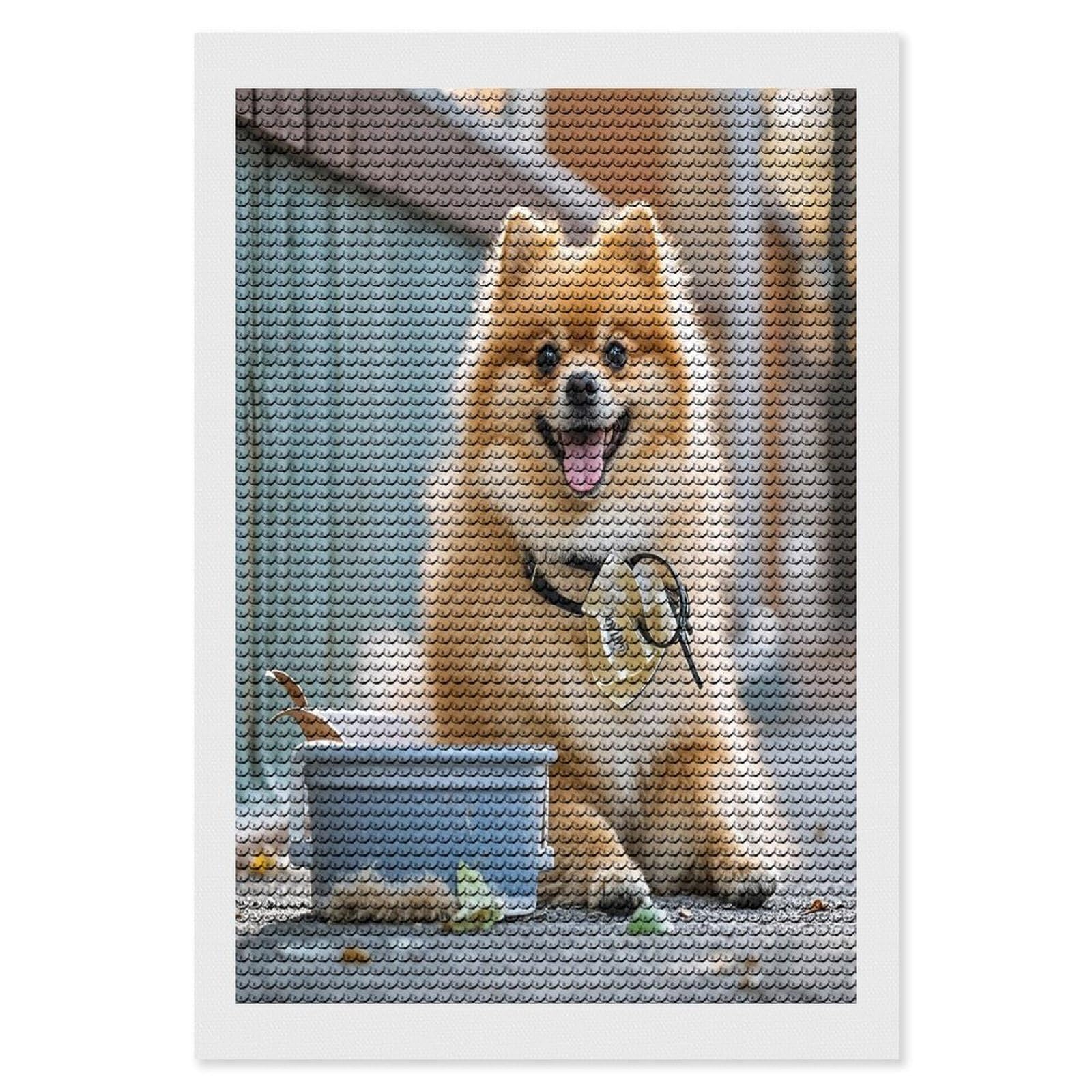 FekiLoot Short-haired Pomeranian Dog Diamond Painting Kits for Adults Round Paint with Diamonds Pictures Gem Art Painting Kits Personalized Diamond Art Full Drill for Beginners Home Wall Decor