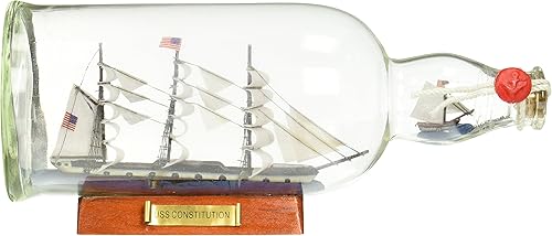 Hampton Nautical USS Constitution Modelo de barco en una botella de vidrio, 11 pulgadas, marrón disponible en Yaxa Peru