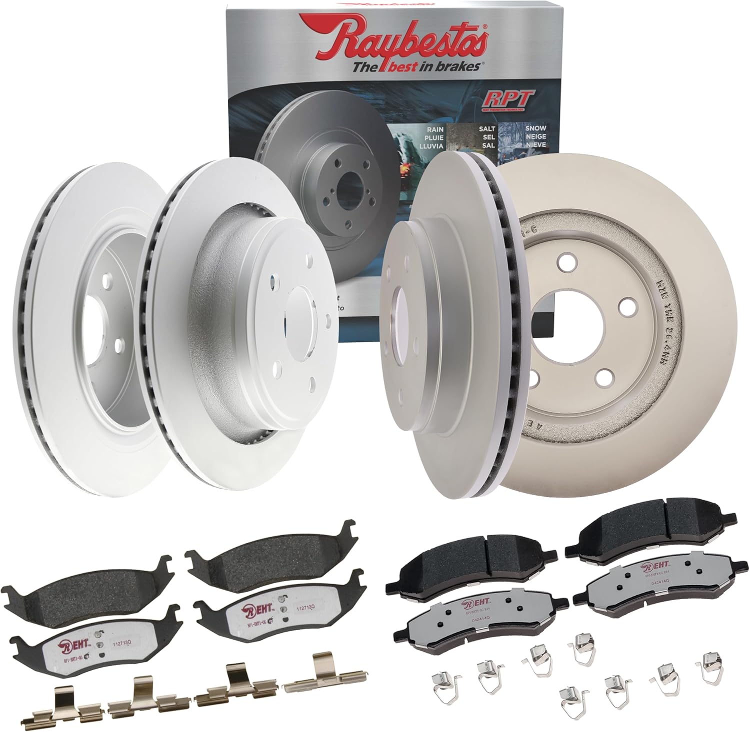 Raybestos E3V70002 Element3 Automotive Replacement Front and Rear Brake Kit with Disc Rotors and Hybrid Brake Pads for Chrysler Aspen, Dodge Durango/Ram 1500, Ram 1500 Classic 4 Brake Rotors + 2 Set of Brake Pads