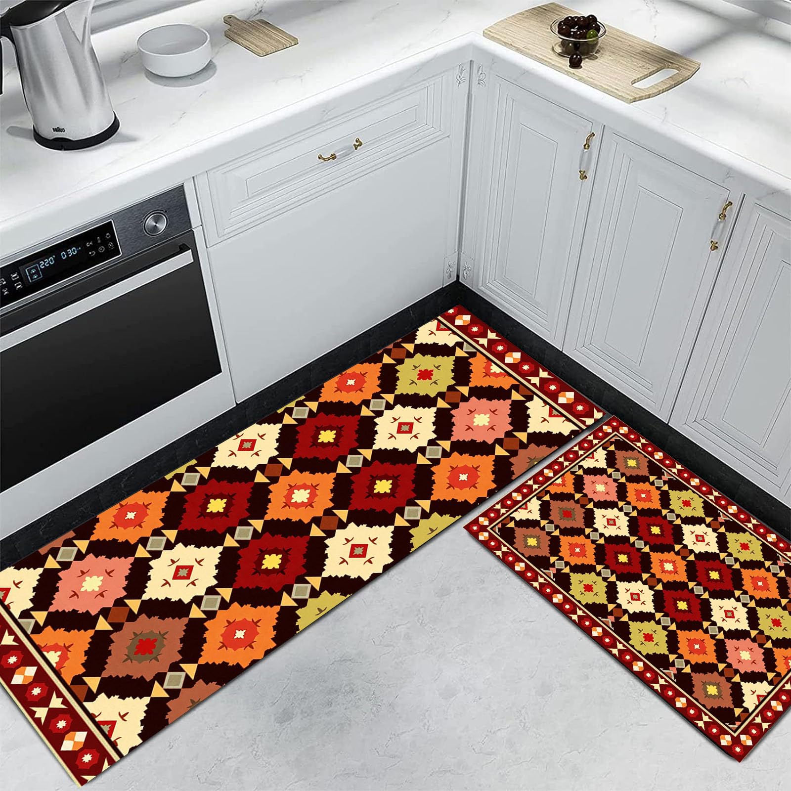 Ensemble tapis de cuisine symétrie géométrie haut de gamme