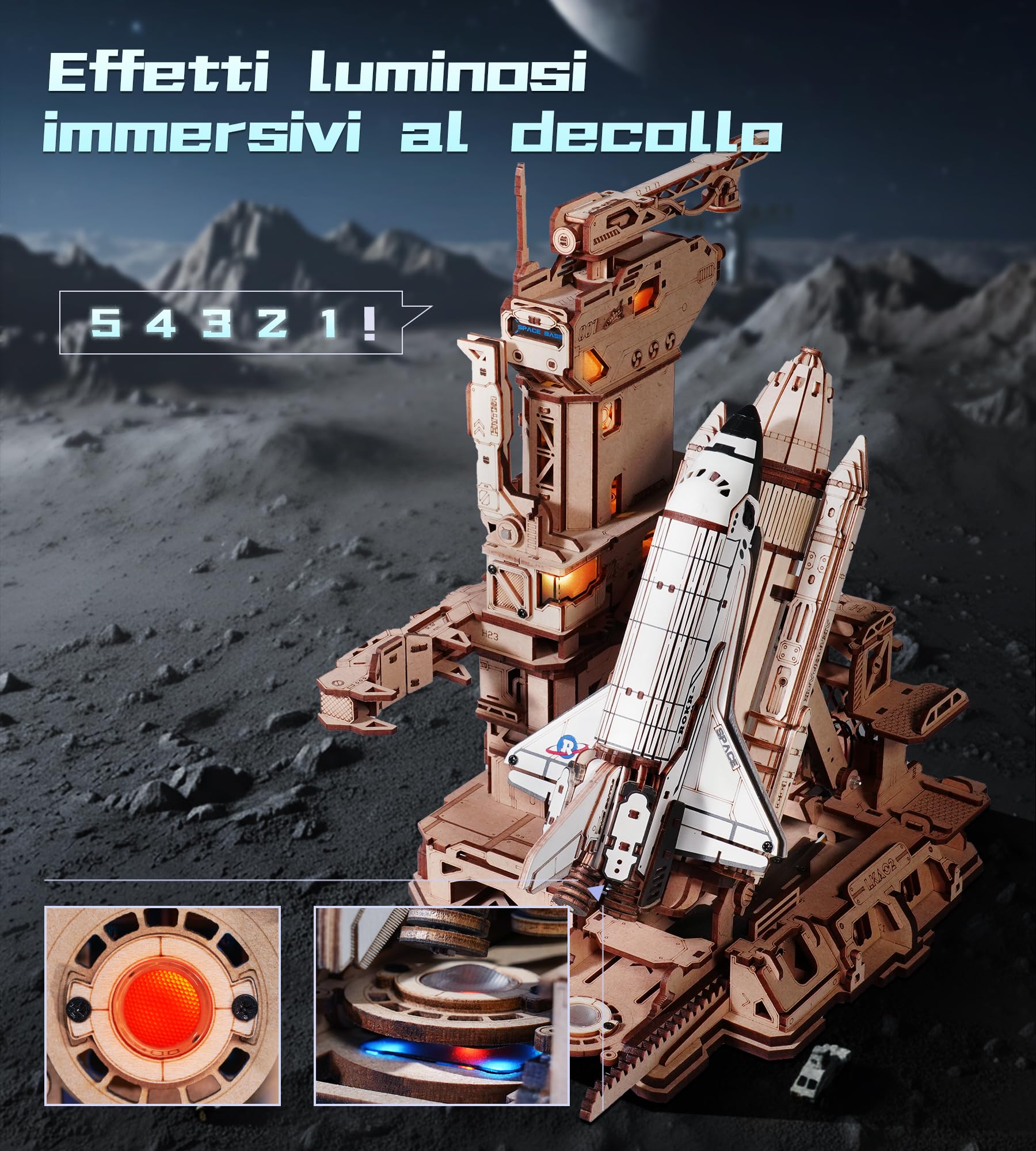 ROKR Puzzle 3D in Legno Navetta Spaziale Kit di Modellismo per Adulti Idea Regalo per Uomin Space Shuttle LKA02