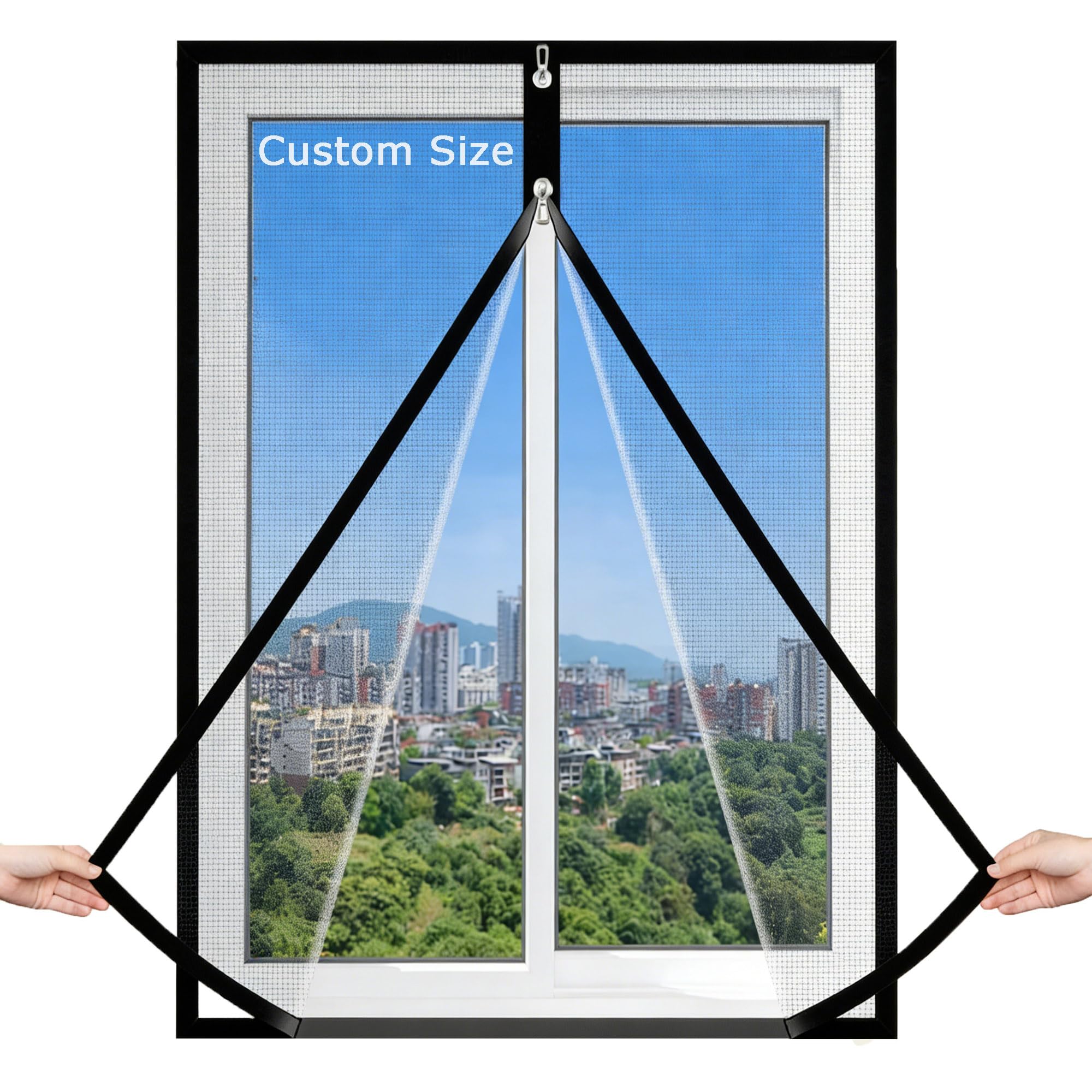 Custom Size Window Screen Mesh, Fly Screen Anti-Mosquito Insect Window Net, Tear-Resistant Cat Safety Mesh, Self-Adhesive Netting for Balcony Bedroom Patio