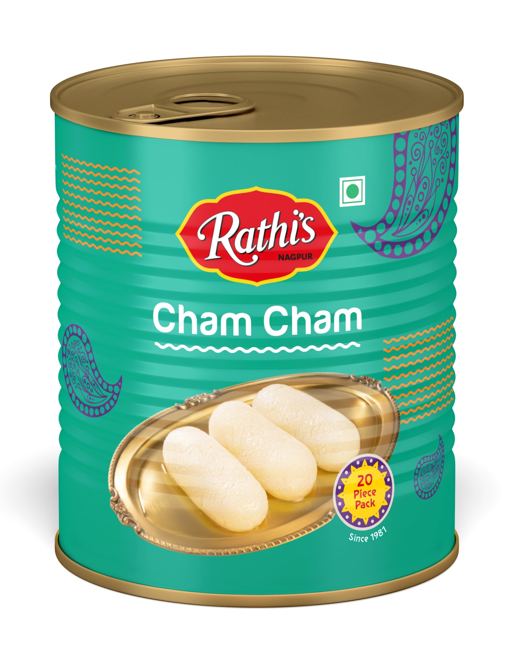 Rathi's Cham Cham, 1Kg (Cham Cham_Tin_20Pc)- Pack of 1