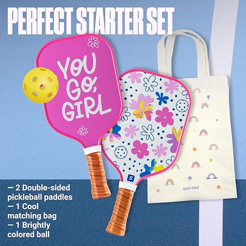 Miniatura 7 de Sportbit Kids Pickleball Paddles Set of 1 or 2 - Child Size Pickleball Paddle for Kids Small and Lightweight - Carbon Fiber Youth Pickleball Paddle