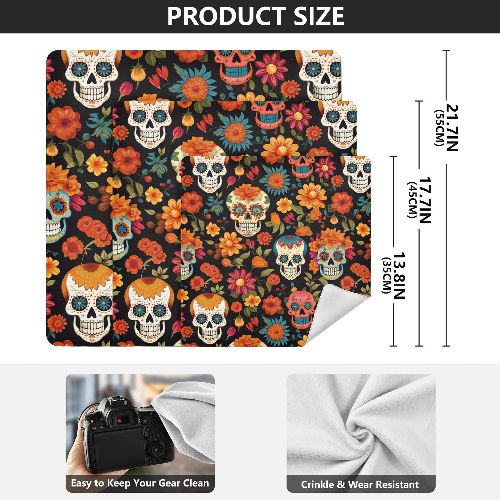 ODAWA Skull Flowers Black 17.7