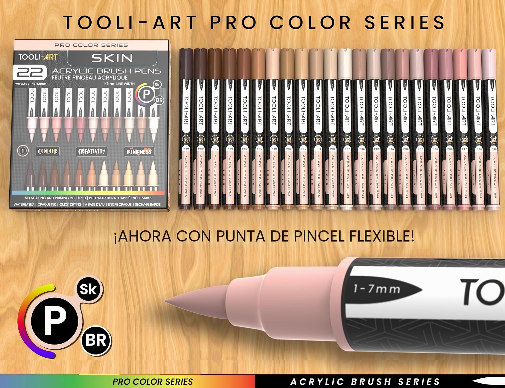 Juego de 22 rotuladores de pintura acrílica con punta de pincel flexible, línea de 1 a 7 mm para pintura de roca, letras de pincel, vidrio, tazas, madera, metal, lienzo, tela, plástico, no tóxico, a