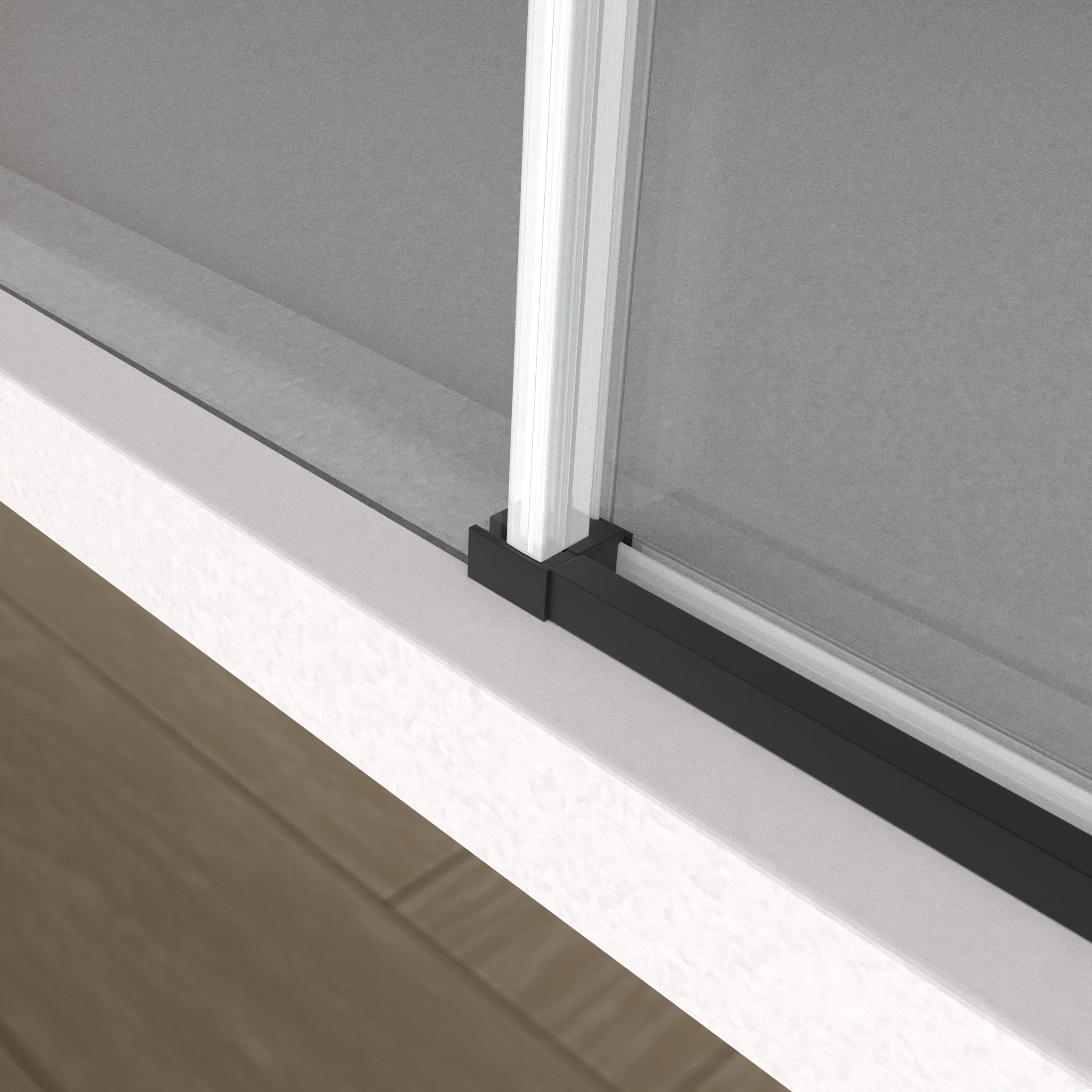 Mampara Ducha Frontal Corredera Lux Fijo+Puerta-Ancho 155cm-Acabado Negro Mate-200cm Alto-Cristal templado 6mm antical-Cierre Reversible con Freno
