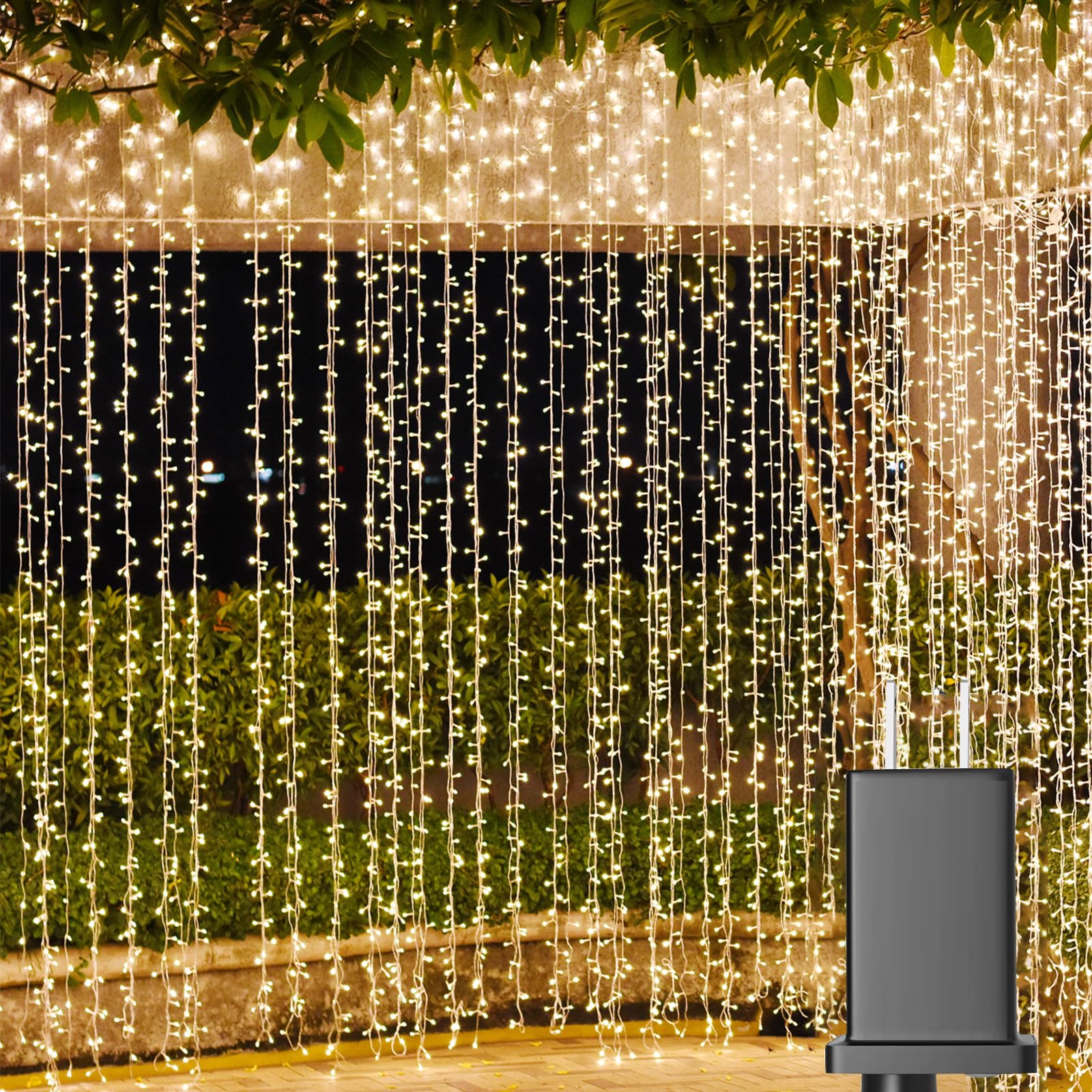 Solhice LED Curtain Lights Outdoor 30ft x10ft, 720 LED Plug in Hanging Christmas String Lights Indoor, Twinkle Light Backdrop for Outside Wedding Bedroom Décor, Warm White (Not Connectable)