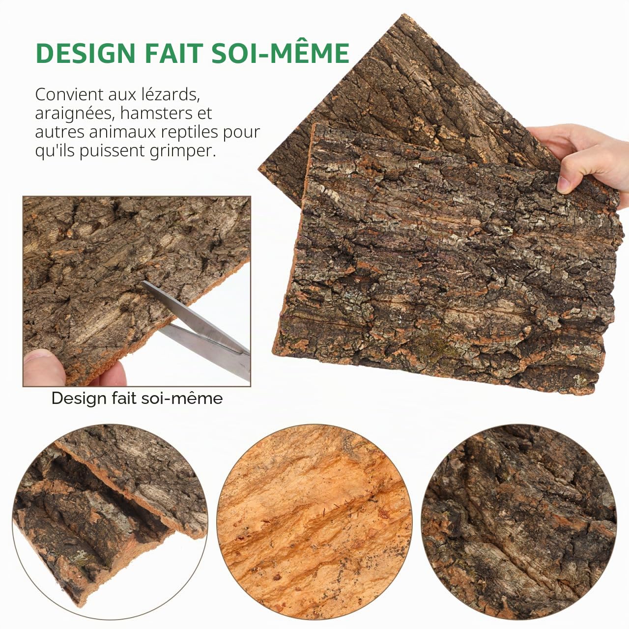 Garneck Parois arrière en écorce de liège pour terrarium 30 x 20 cm – Surface d'escalade pour reptiles