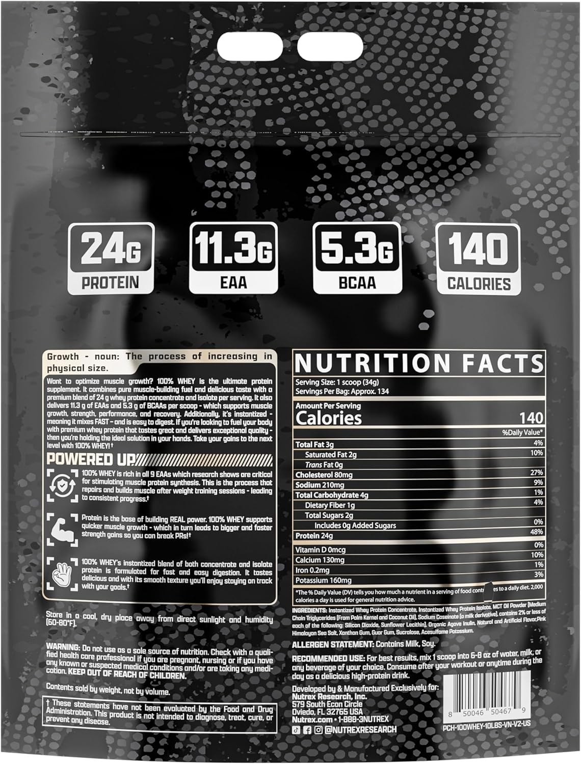 Nutrex Research Whey Protein Powder | 100% Whey Protein Supplement (10 Pound, Vanilla)