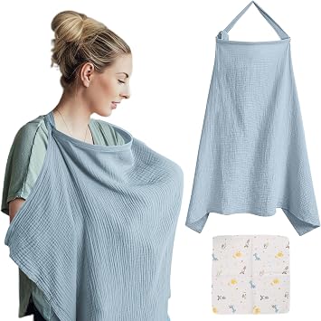 VEGCOO VEGCOO Cape d'Allaitement Poncho 360° avec Lingette