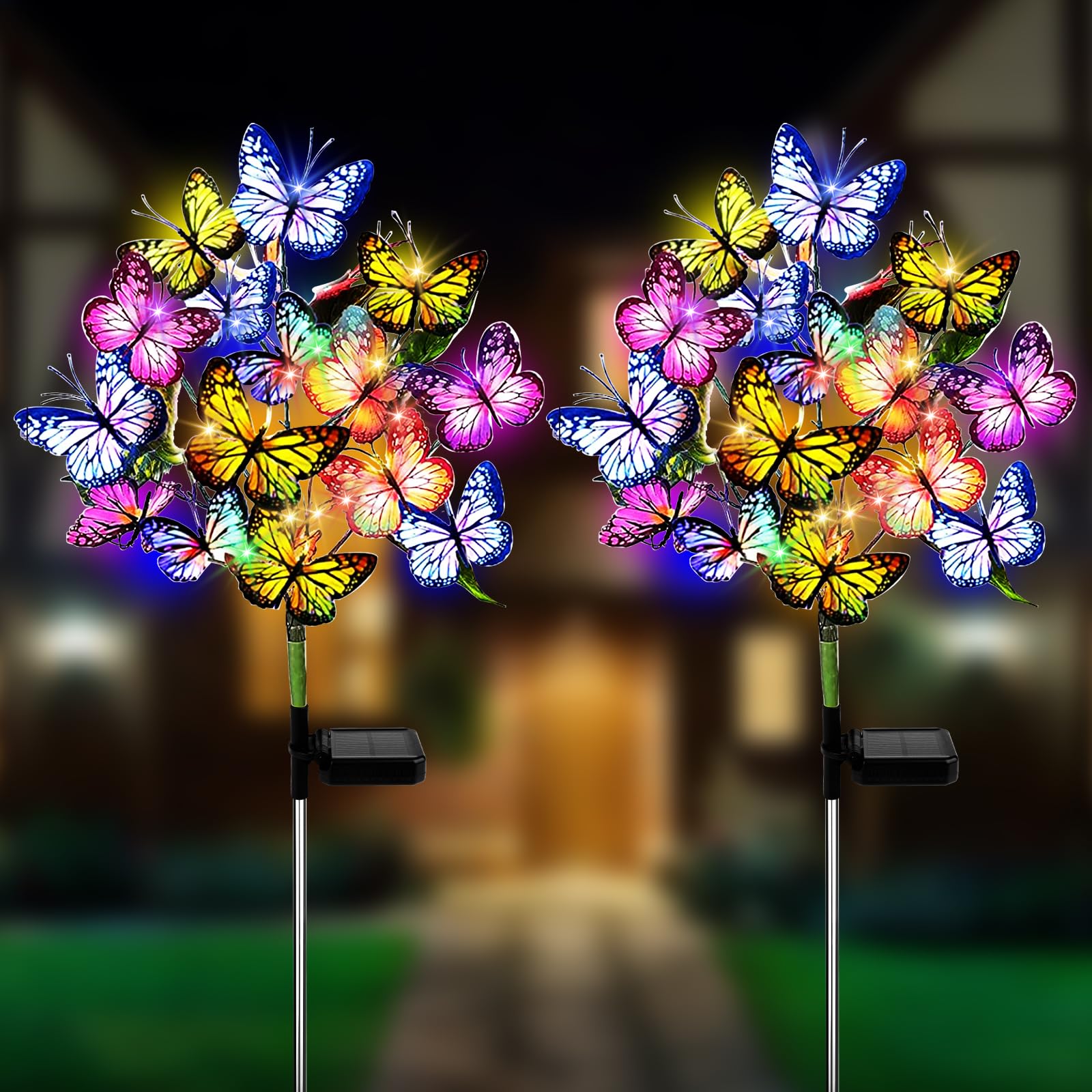 Lanterna Solare MUCHER A Forma Di Farfalla - Luce Decorativa Da Esterno Con Batteria 1000 MAh - Impermeabile Per Giardino, Terrazzo, Alberi