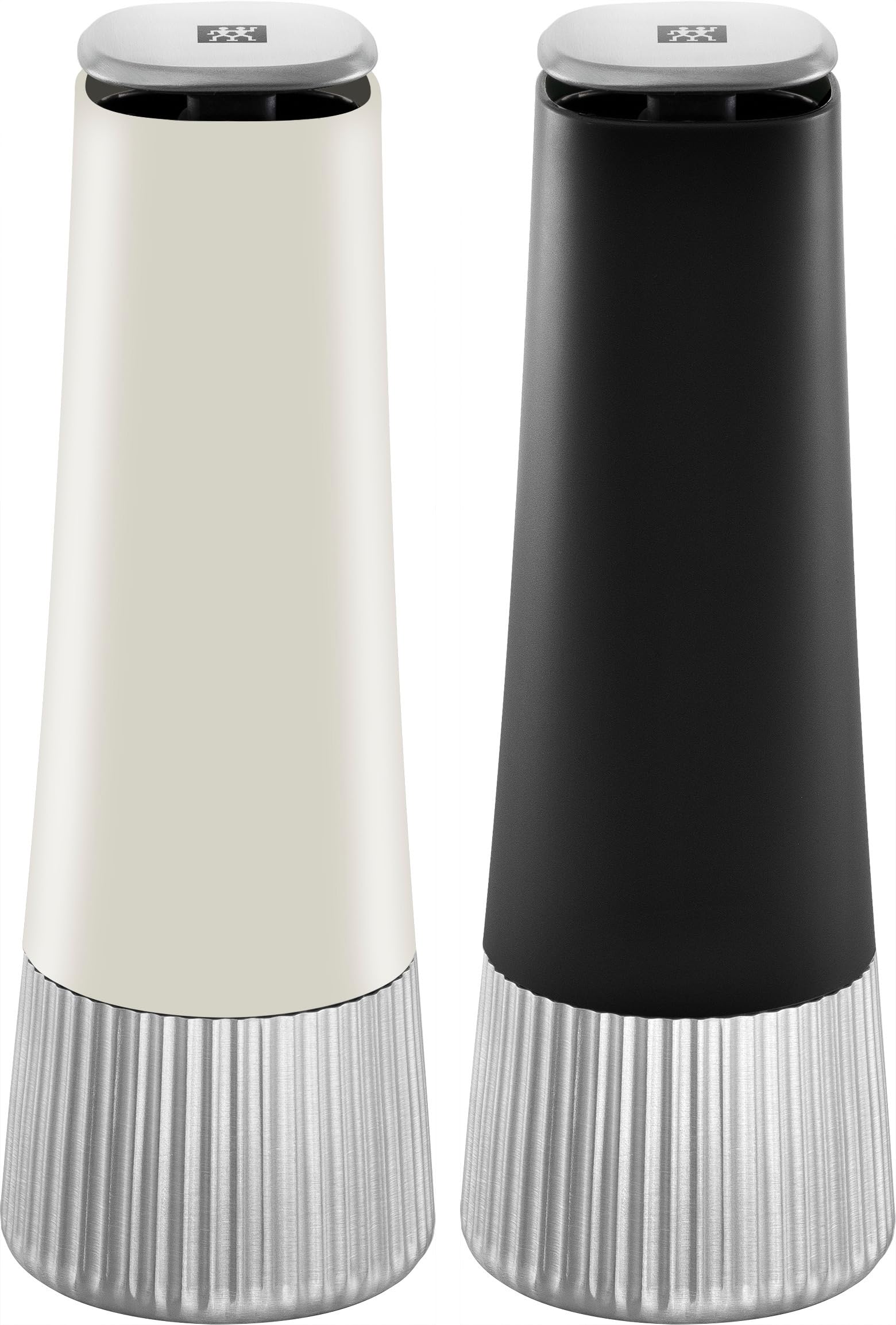 ZWILLING Spices Gewürzmühlen-Set 2-teilig, Kunststoff-Gehäuse, Keramikmahlwerk, Stufenlos verstellbar - fein bis grob, Für Salz, Pfeffer, Gewürze, Beige und schwarz