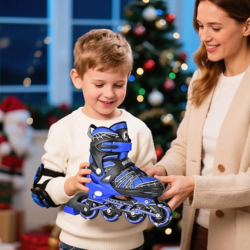 Miniatura 8 de SULIFEEL Patines en línea de unicornio arcoíris para niñas y niños, 4 tamaños, ajustables, con ruedas iluminadas, para niños principiantes E Araña
