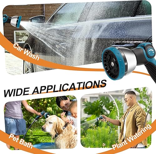 Miniatura 6 de Carrete de manguera de jardín retráctil - 5/8 pulgadas x 90 pies, carrete de manguera montado en la pared con boquilla de 10 patrones y bloqueo de