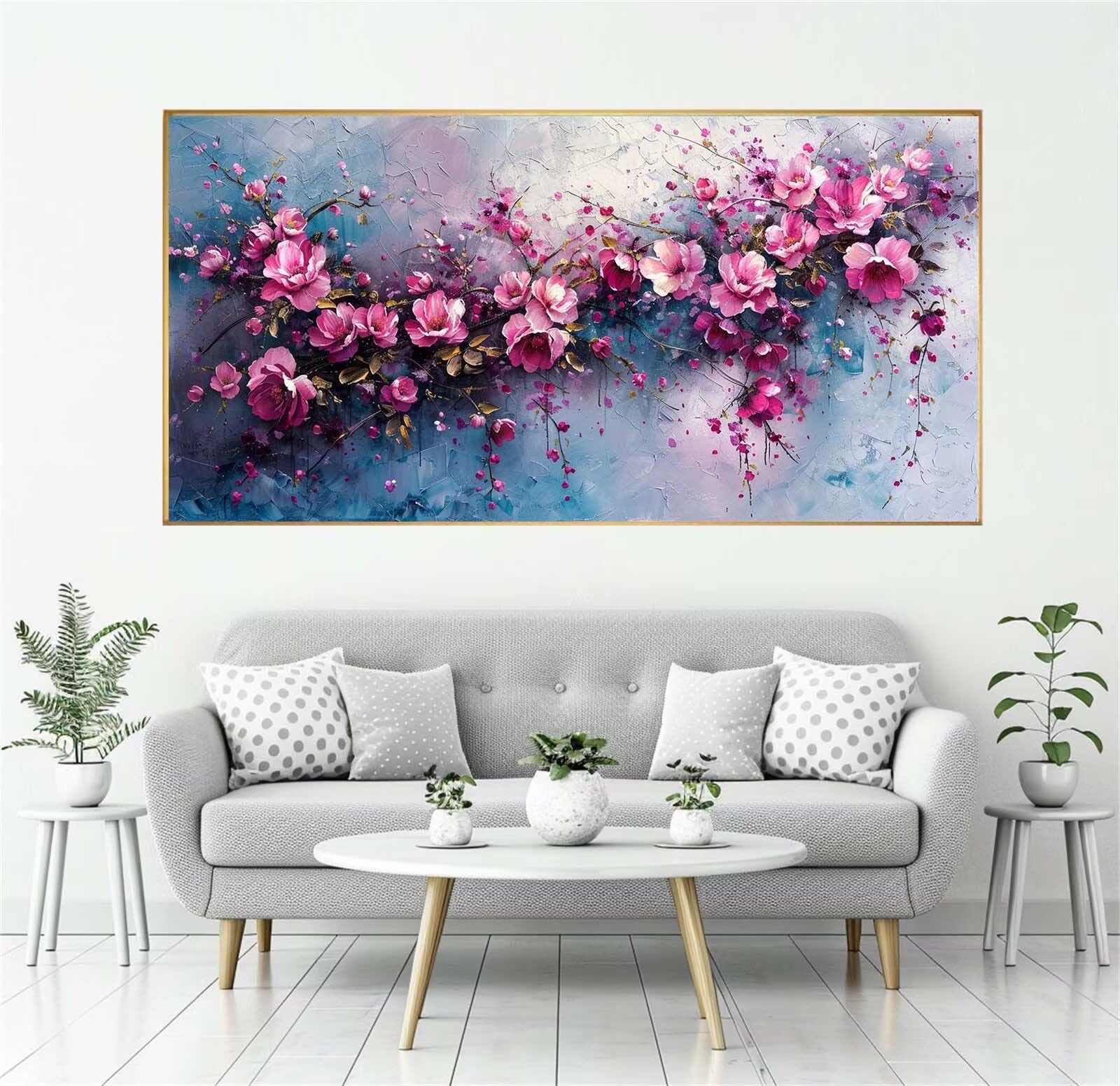Anlage Malen Nach Zahlen Erwachsene Groß 60x120cm, Malen Nach Zahlen Blume Paint by Numbers, DIY Bastelset Erwachsene, mit 3-Pinseln und Acrylfarbe, für Zimmer Deko, Frauen Geschenk (Rahmenlos) Ly-216