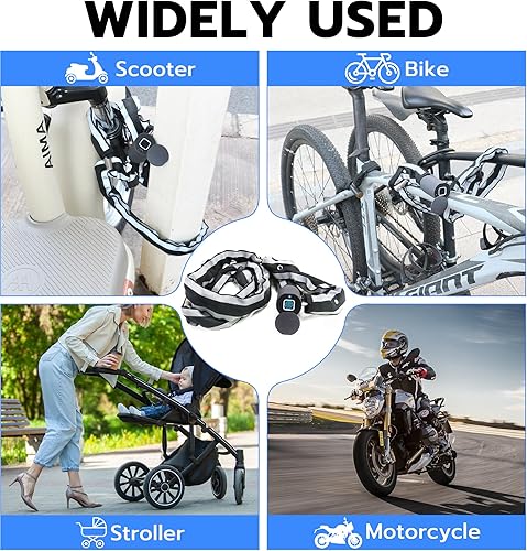 Miniatura 6 de Anweller Cerradura de cadena para scooter, accesorios de scooter eléctrico, huella dactilar sin llave biométrica inteligente Bluetooth aplicación