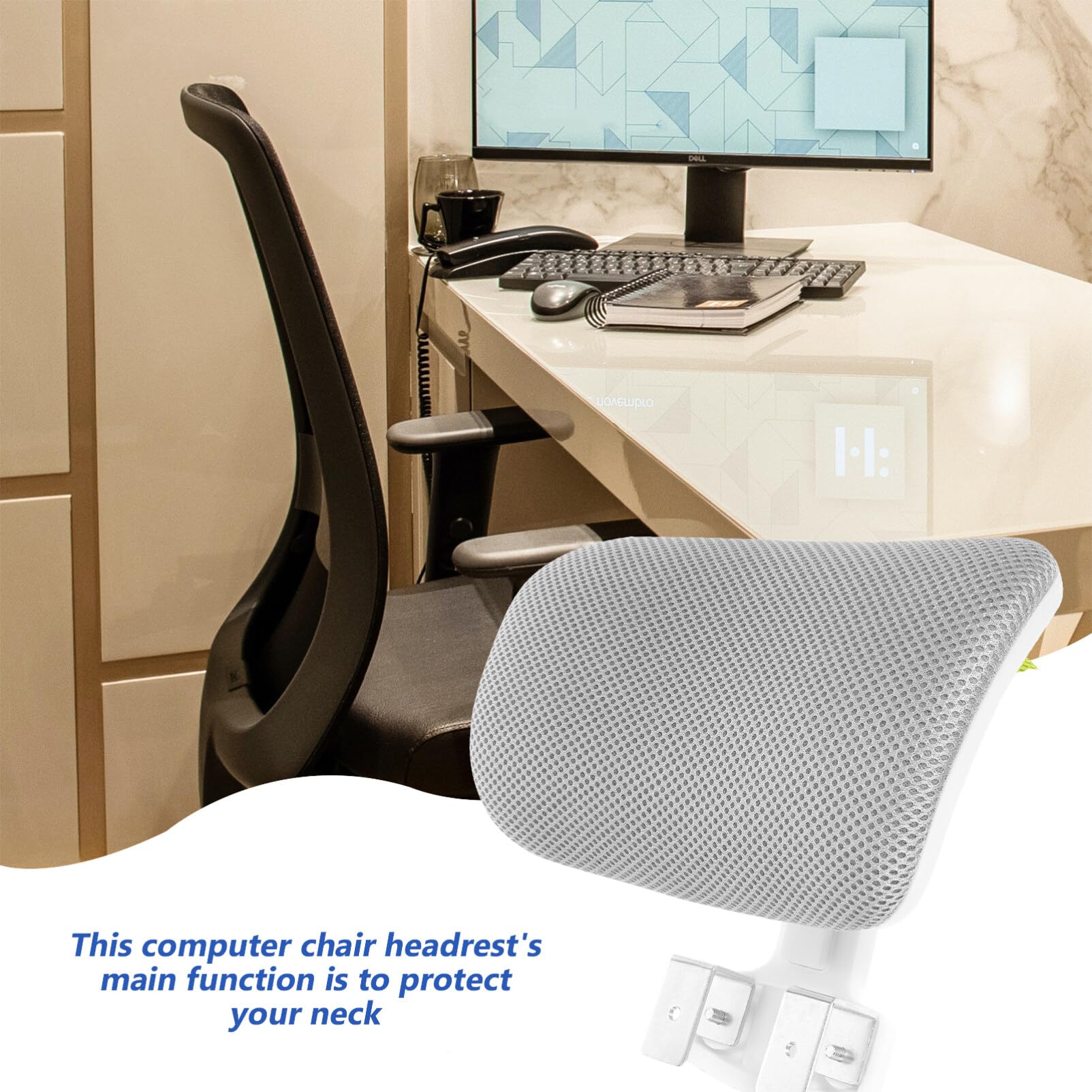 Kichvoe Reposacabezas Ajustable para Silla De Oficina Cojín Ergonómico para Soporte De Cuello Y Cabeza Accesorio Compatible para Sillas De Computadora Alivio De Dolor Cervical En El Trabajo