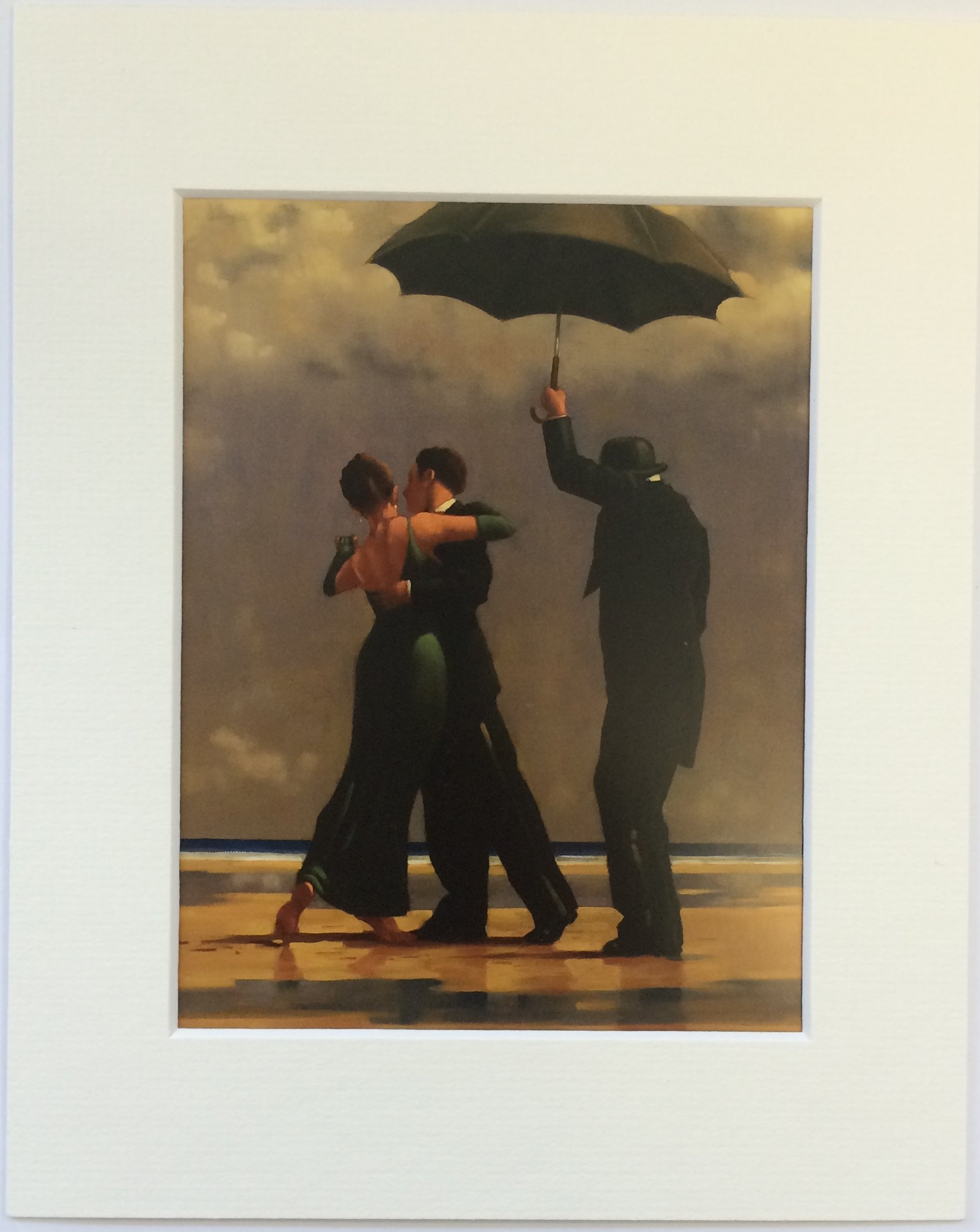 Keats Gallery Lightly Textured Antique White Mount Dancer In Emerald By Jack Vettriano Mounted Art Print Picture (10" X 8" - 25Cm X 20Cm) Unframed